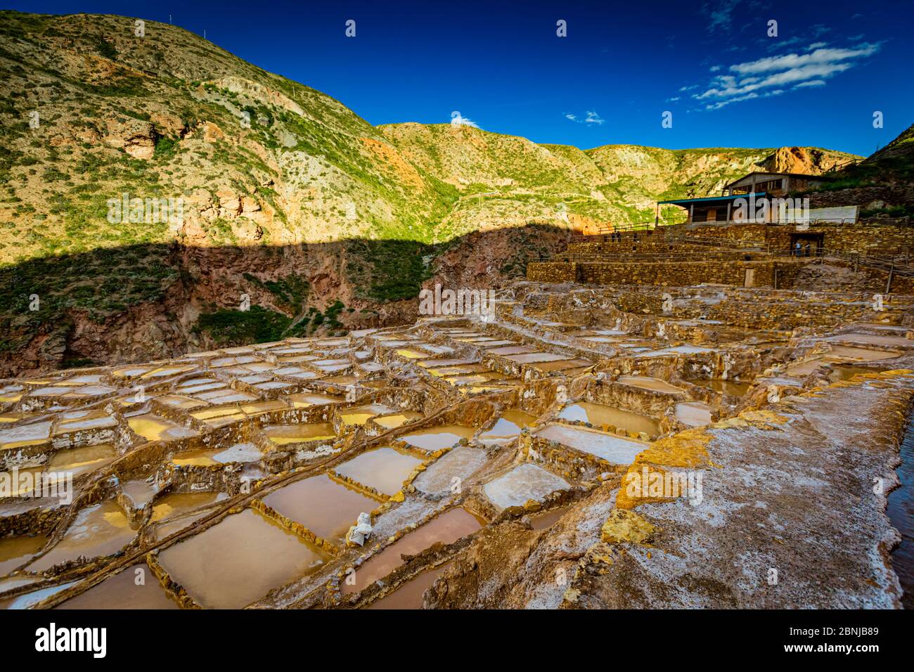 Salzbergwerke, Maras, Sacred Valley, Peru, Südamerika Stockfoto