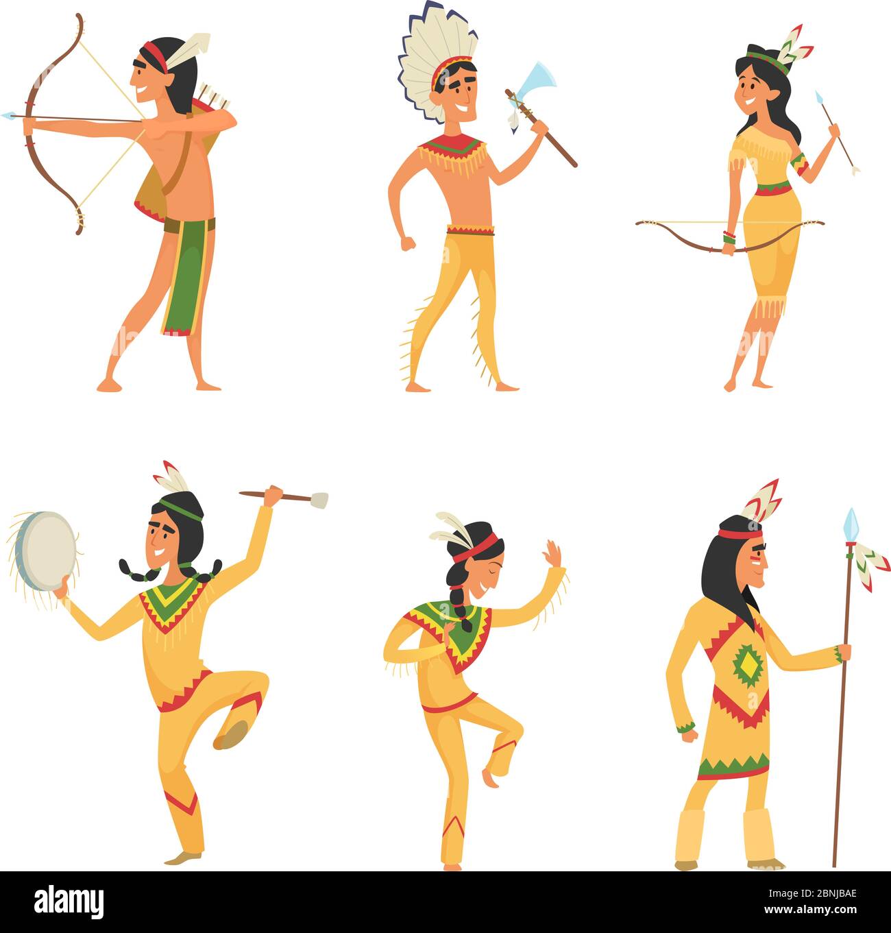 Stellen Sie Zeichen im Cartoon-Stil. Traditionelle amerikanische indianer Stock Vektor