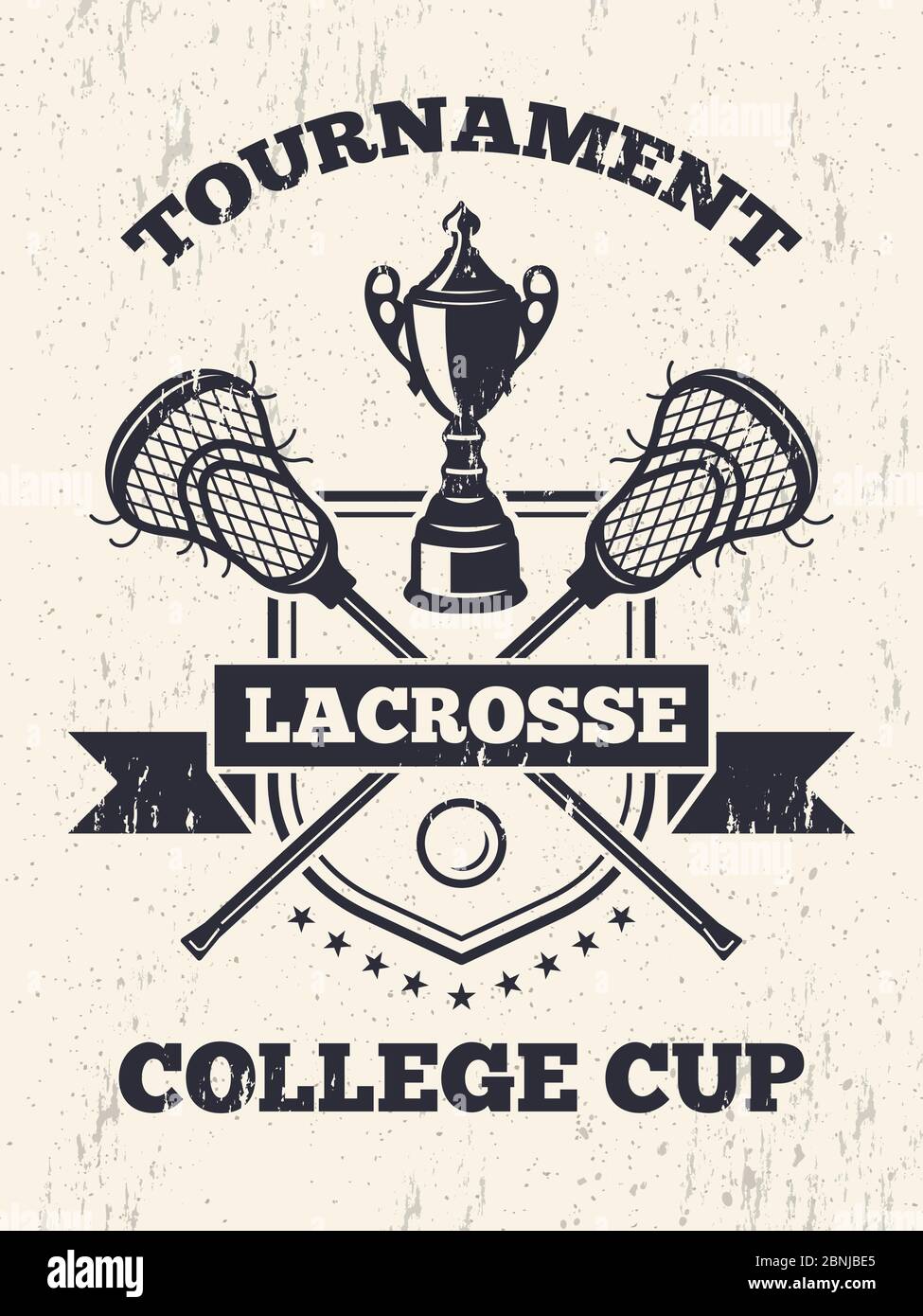 Retro Poster von Lacrosse Thema in Sport College Stock Vektor
