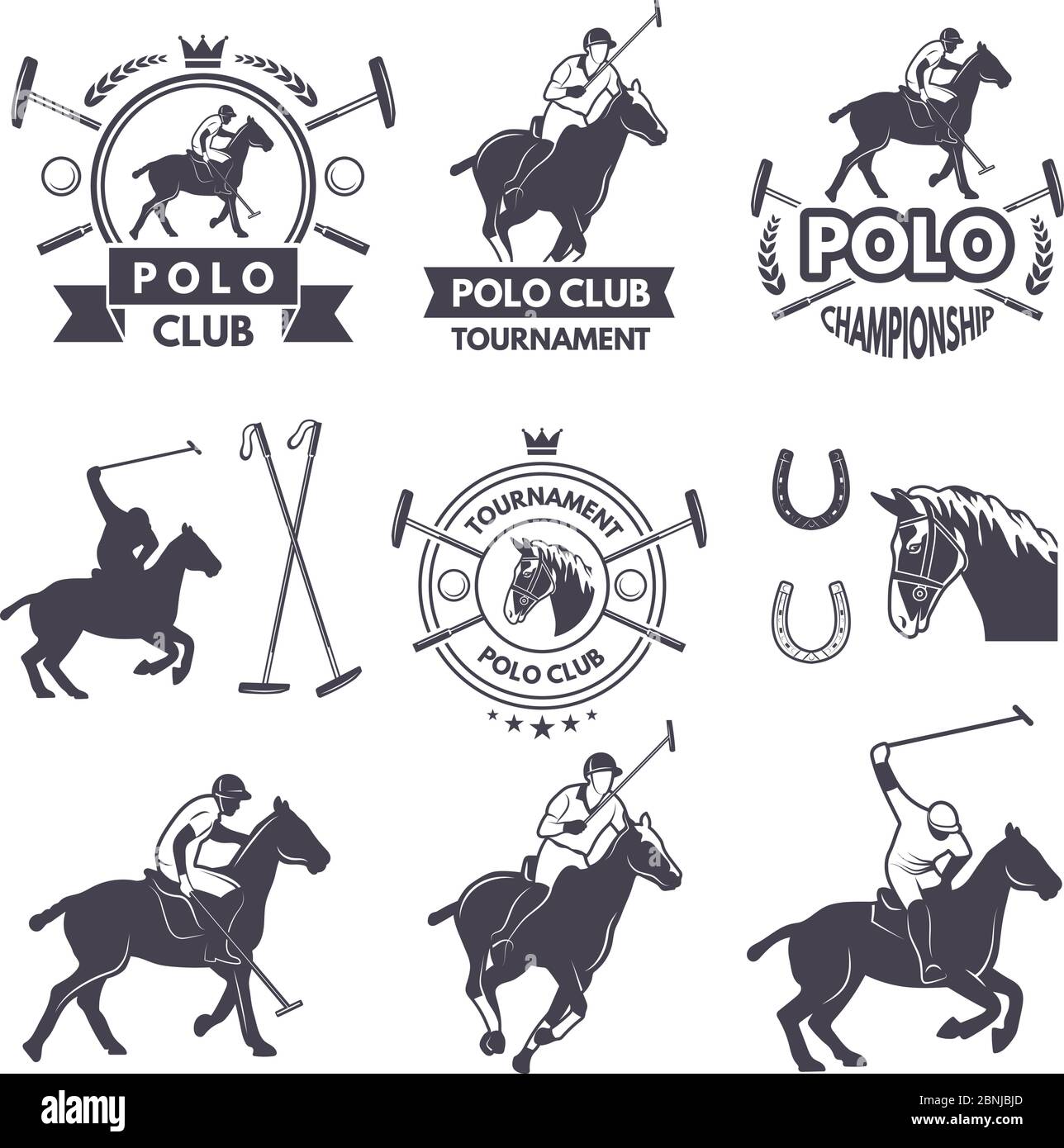 Labels Satz von Sport-Wettbewerb für Polo-Spiele Stock Vektor