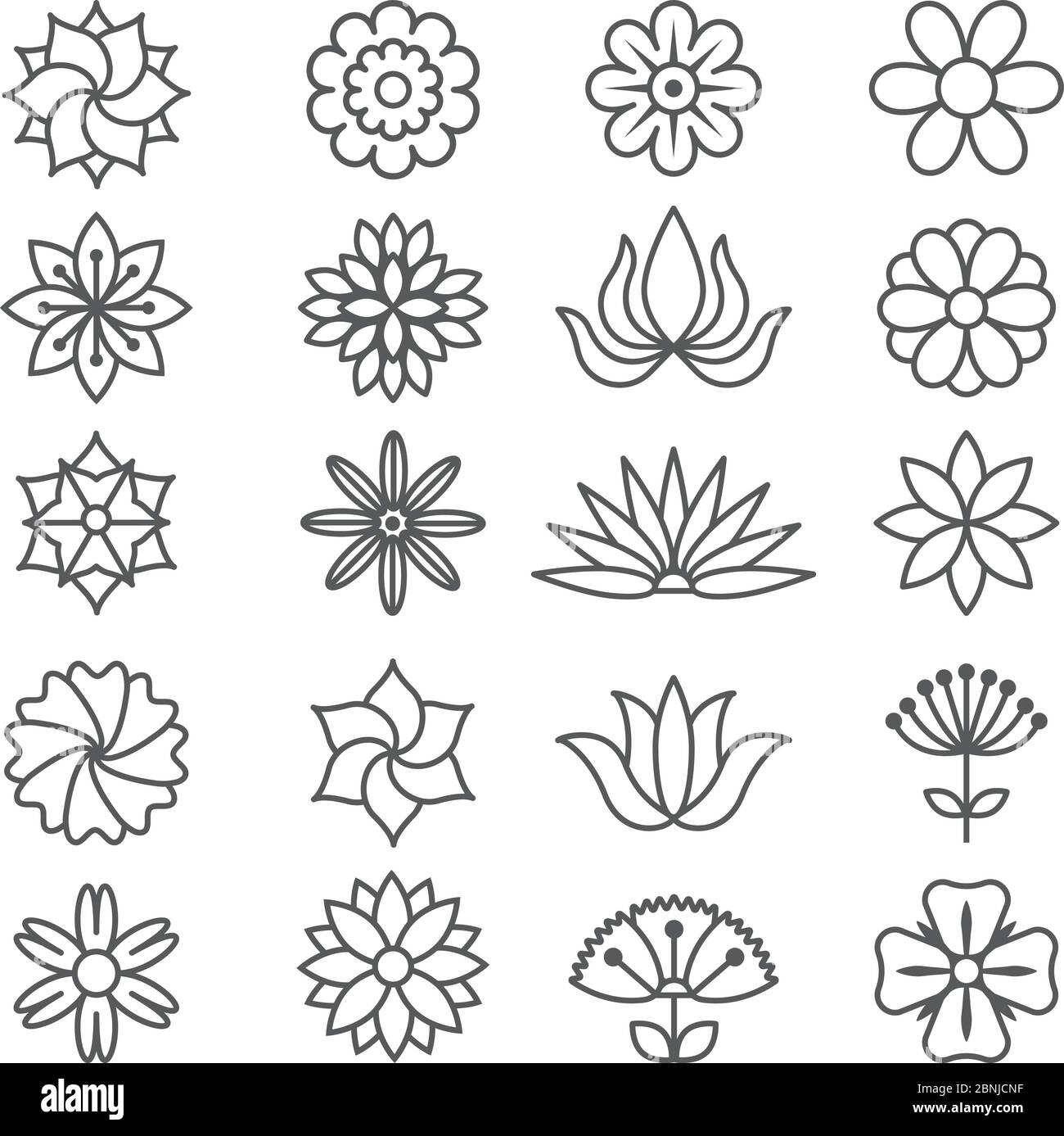 Florale monochrome Bilder für Logos Design Stock Vektor