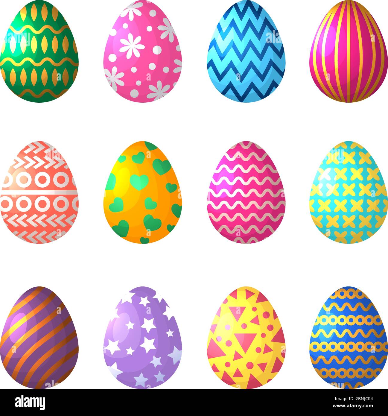 Ostereier im Cartoon-Stil. Symbole für Feierlichkeiten Stock Vektor