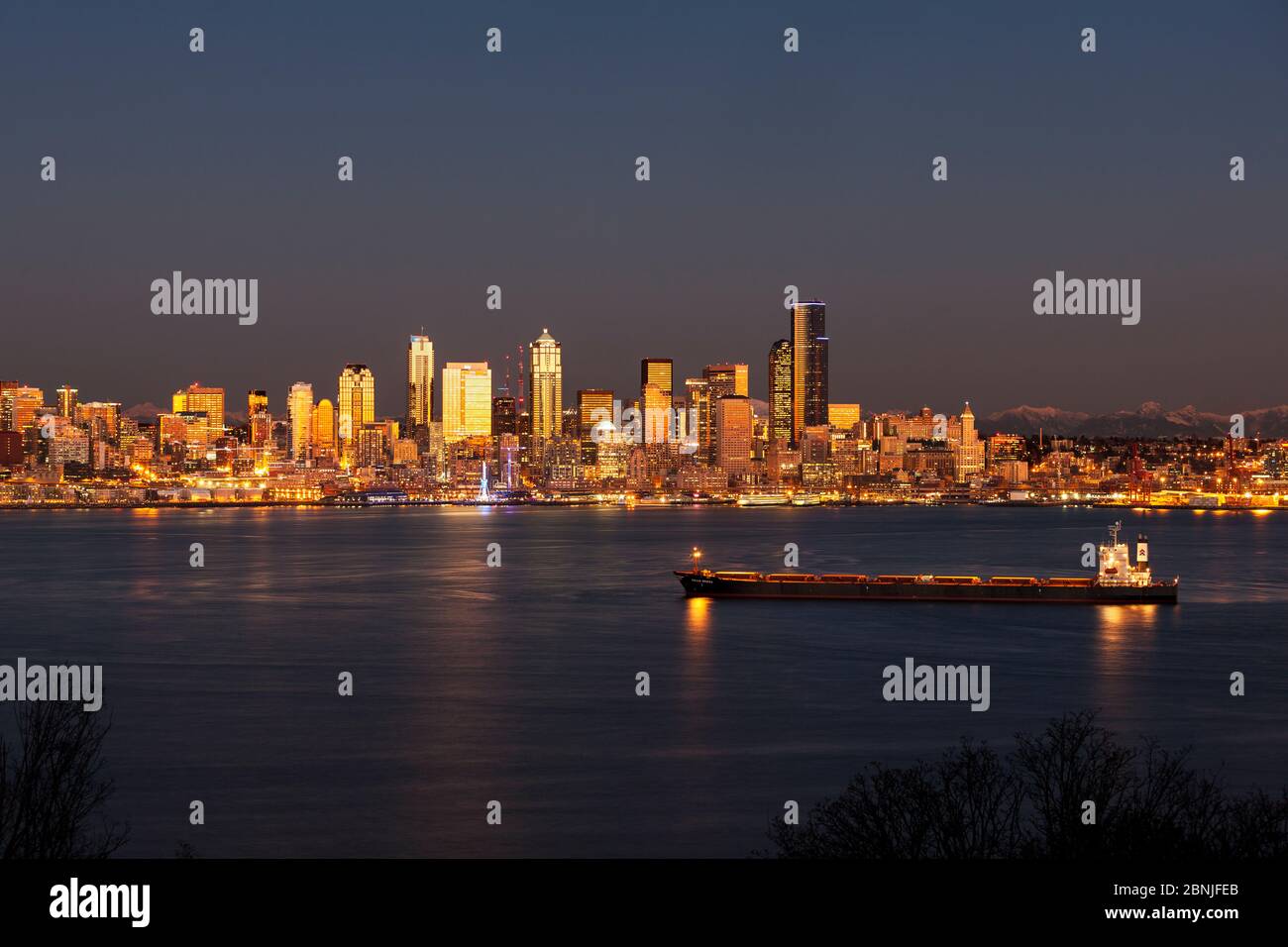 Seattle-Sklyine vom Hamilton Viewpoint Park in West Seattle, Washington, USA. Januar 2016. Stockfoto