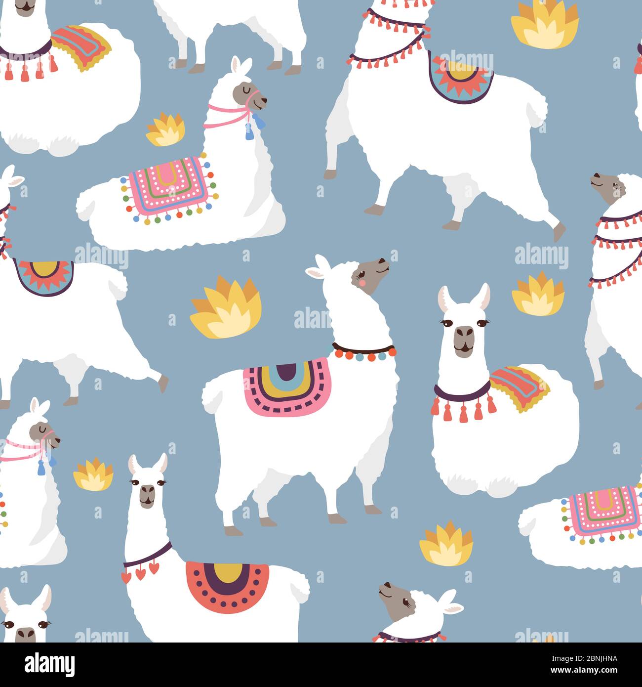 Farbige Illustrationen für Textilmuster mit Illustration von Lamas Stock Vektor