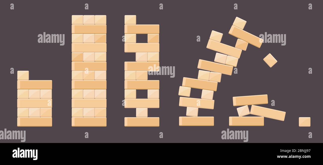 Holz Ziegel Details aus Turm Spiele für Kinder Stock Vektor