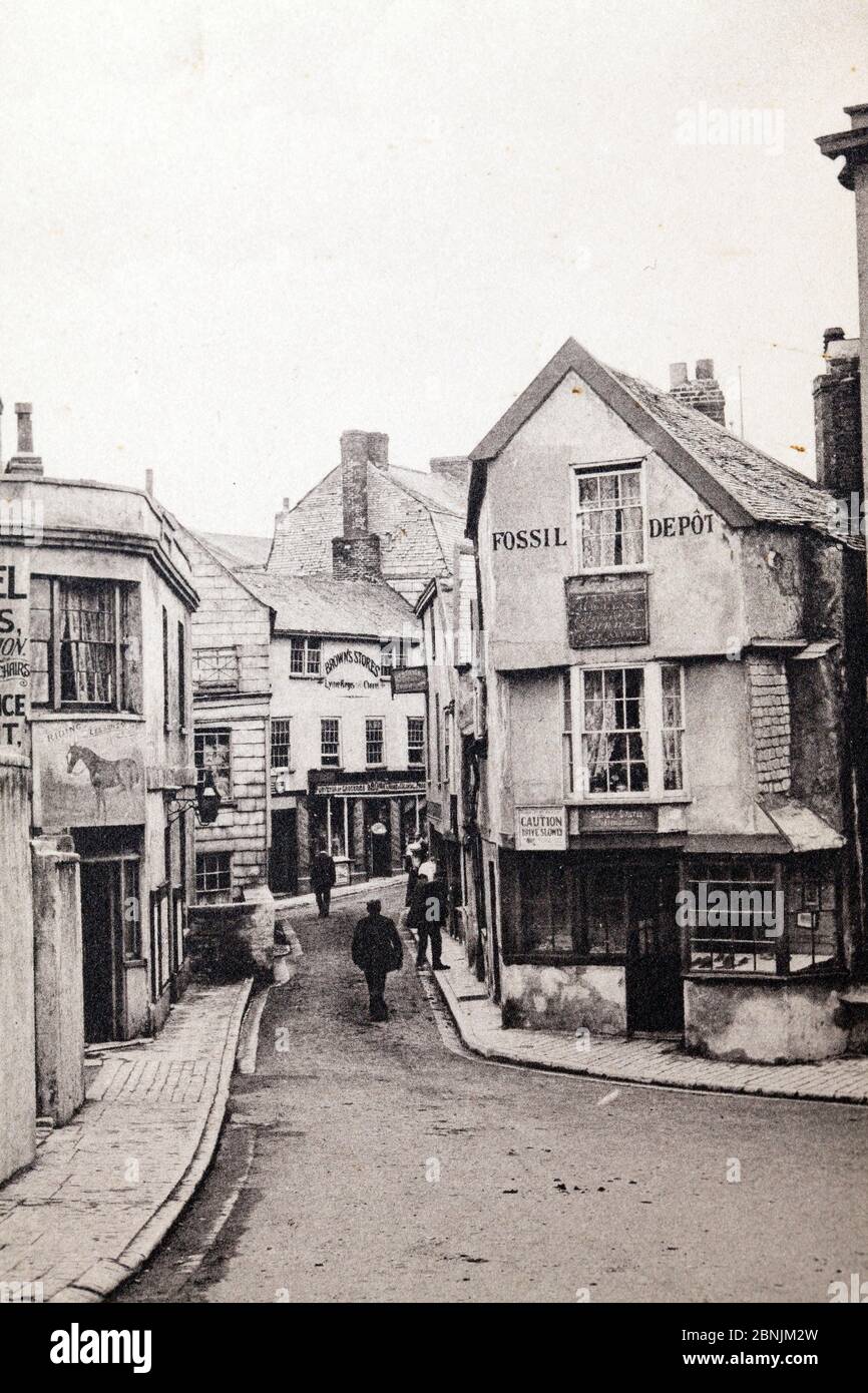 Foto des Fossil Depot um 1895 in Lyme Regis, bekannt als Anning's Fossil Depot, während Mary Anning noch im Besitz. Mary Anning war eingeschaltet Stockfoto