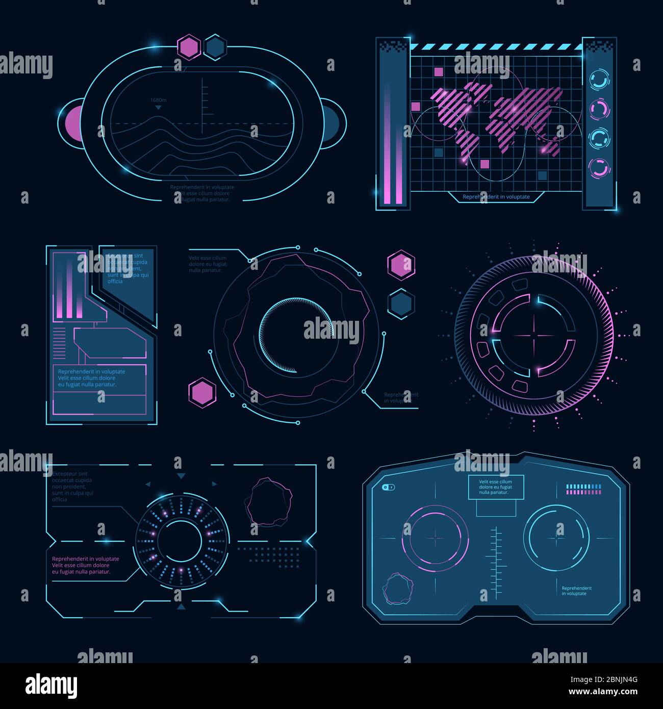 Tech-Schnittstelle futuristische High-Tech-Symbole. HUD ui Stock Vektor