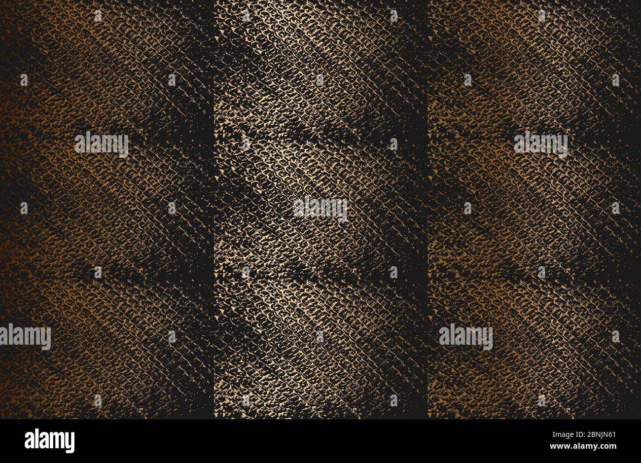 Set Collage aus goldener Distress alt verrostet geschält, scraothed Vektor Textur mit Metall-Netz, Draht, Käfig, gekreuzte Streifen. Abbildung EPS8. Stock Vektor