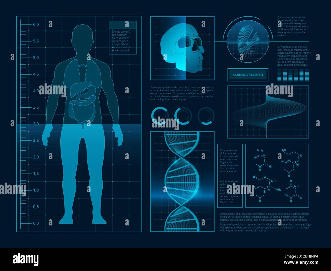 Digitale abstrakte Illustrationen für die Infografik Gesundheit. Bilder der Web-benutzeroberfläche Stock Vektor