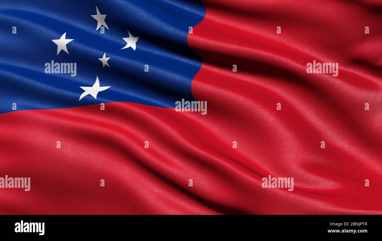 3D-Darstellung der Flagge von Samoa im Wind winkend. Stockfoto