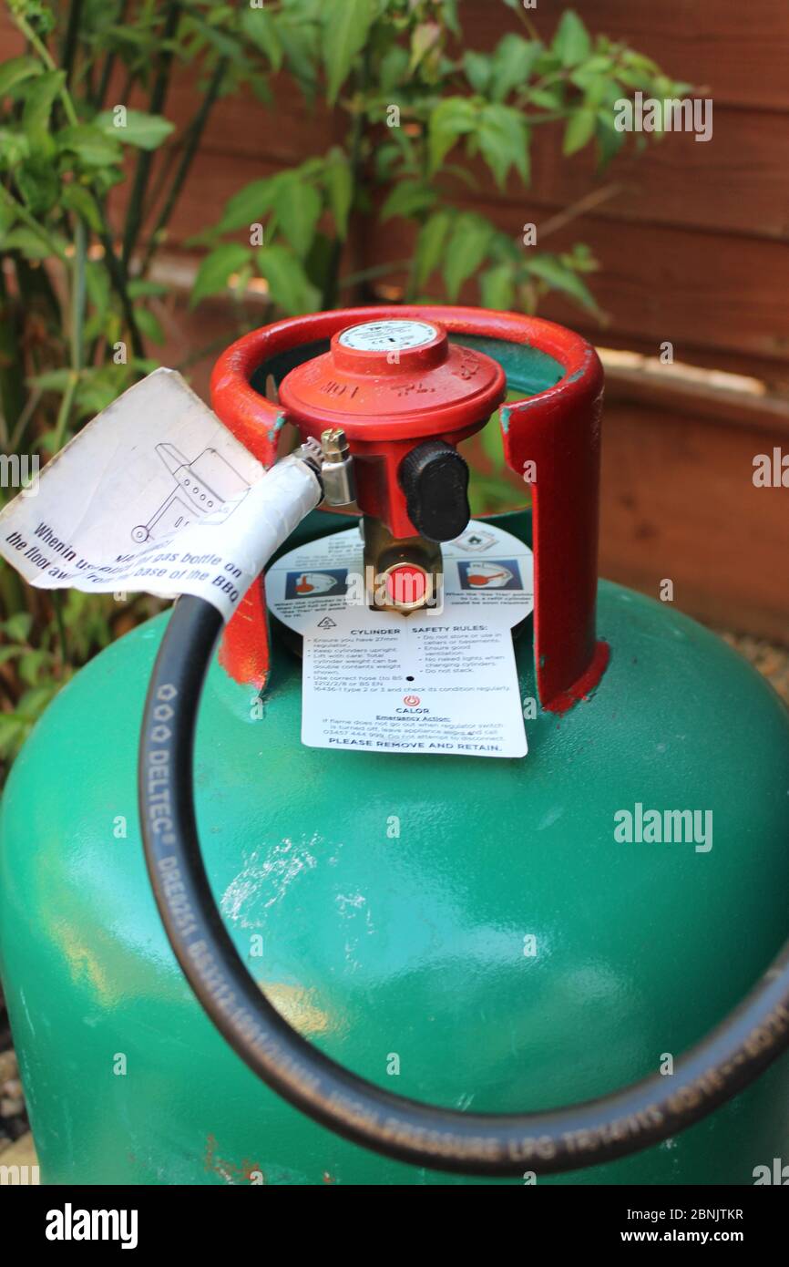 Calor Patio Gasflasche Green BBQ Barbecue Gas Stockfotografie Alamy