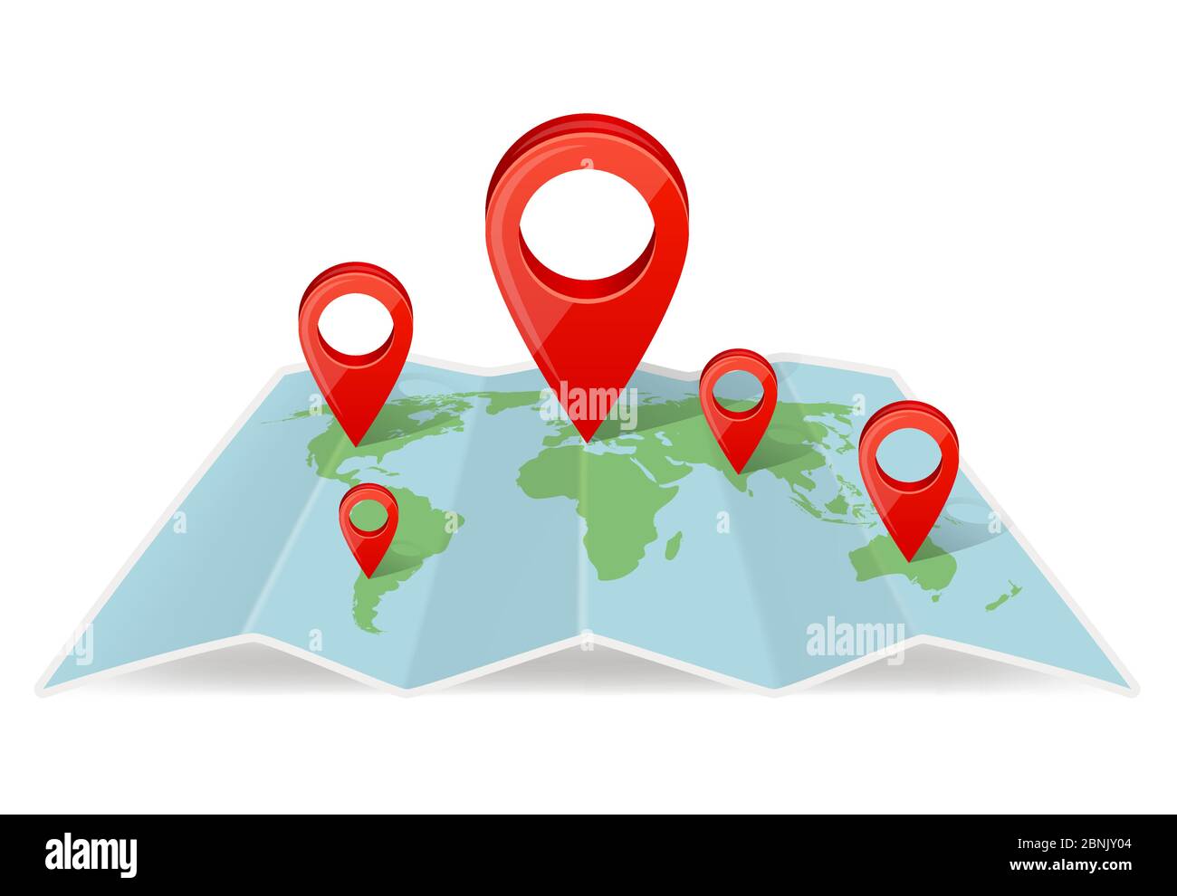 Karte mit Zeigernavigationen. Navigationskonzept Bild mit realistischem Kartenzeiger Stock Vektor