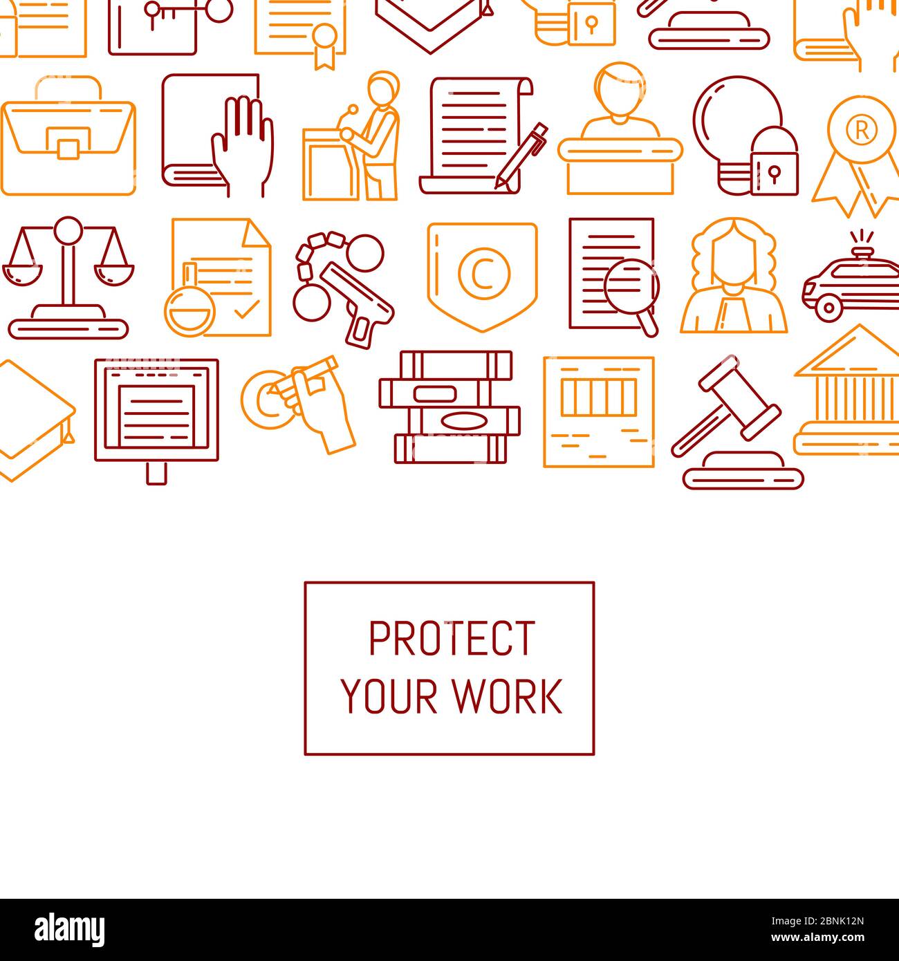 Vektor linearen Stil Copyright Elemente Illustration Stock Vektor