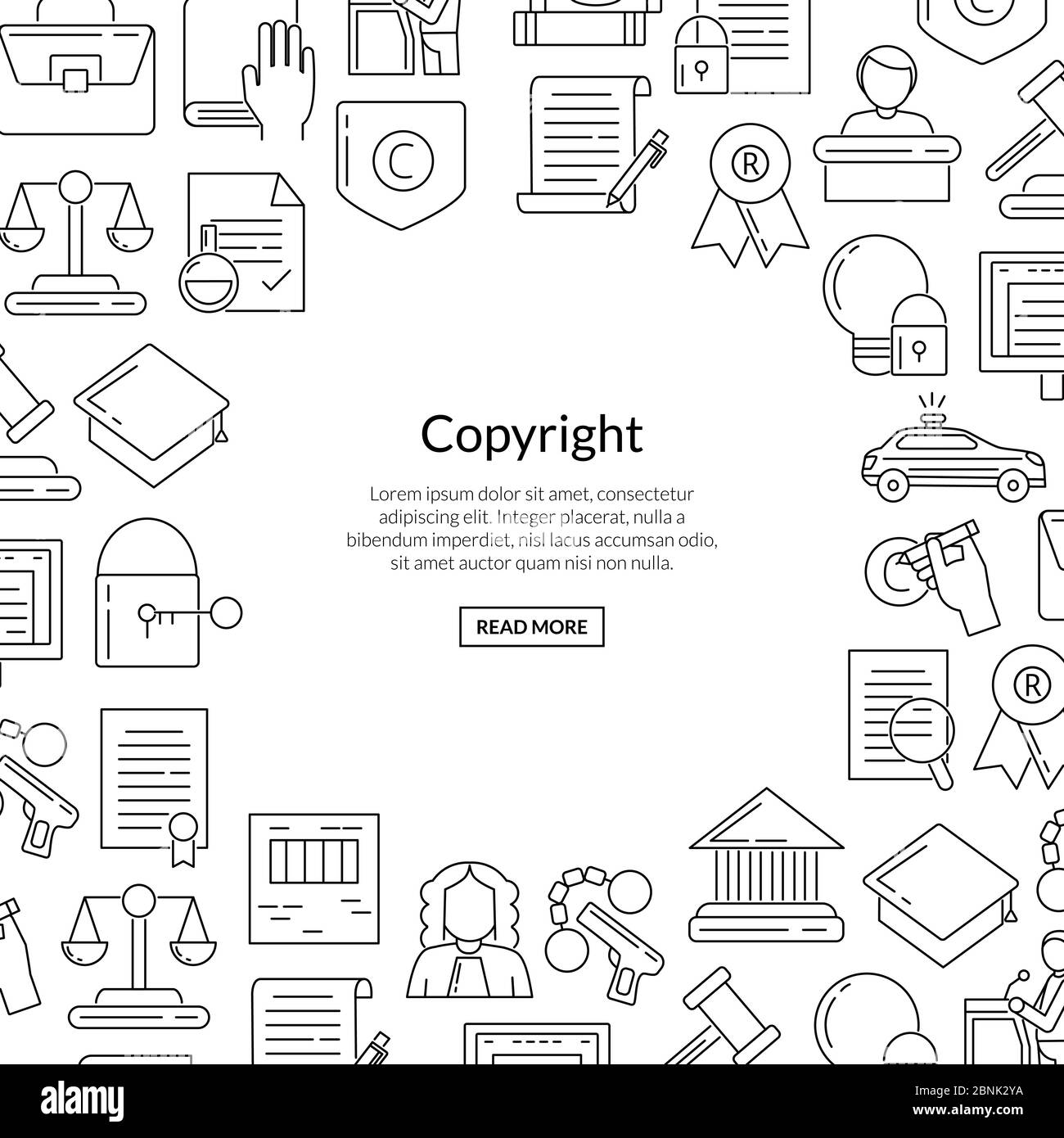 Vektor Linear Stil Copyright-Elemente Stock Vektor