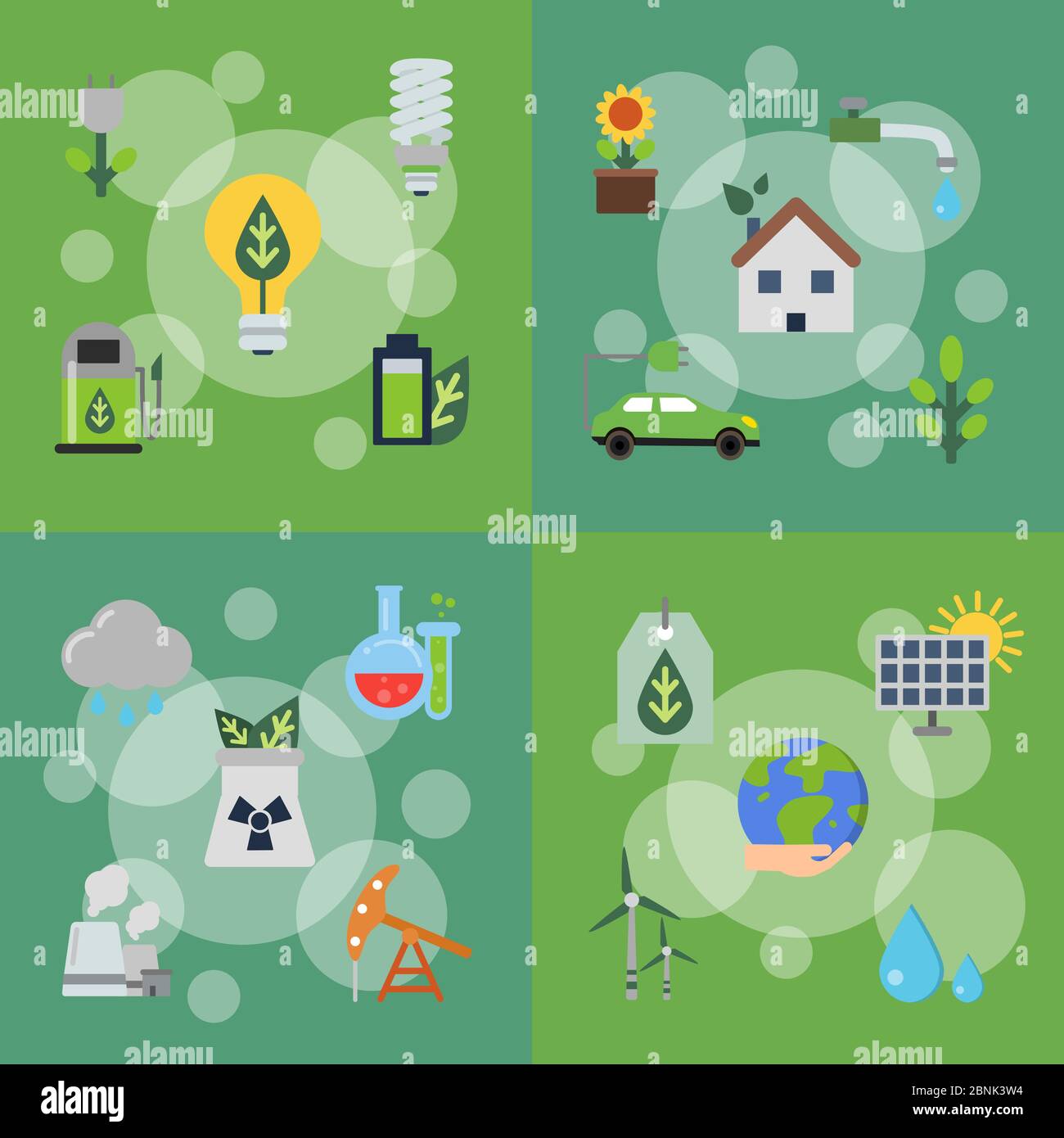 Vektor Banner Satz von Illustrationen mit Ökologie flache Symbole Stock Vektor