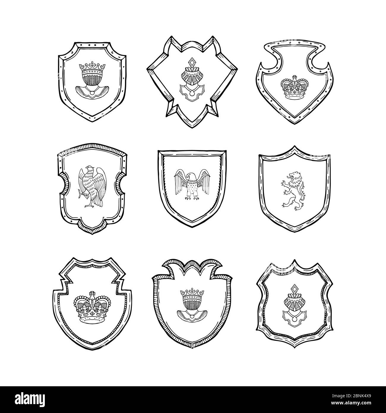 Handgezeichnete Heraldiken-Illustration des Vektors Stock Vektor