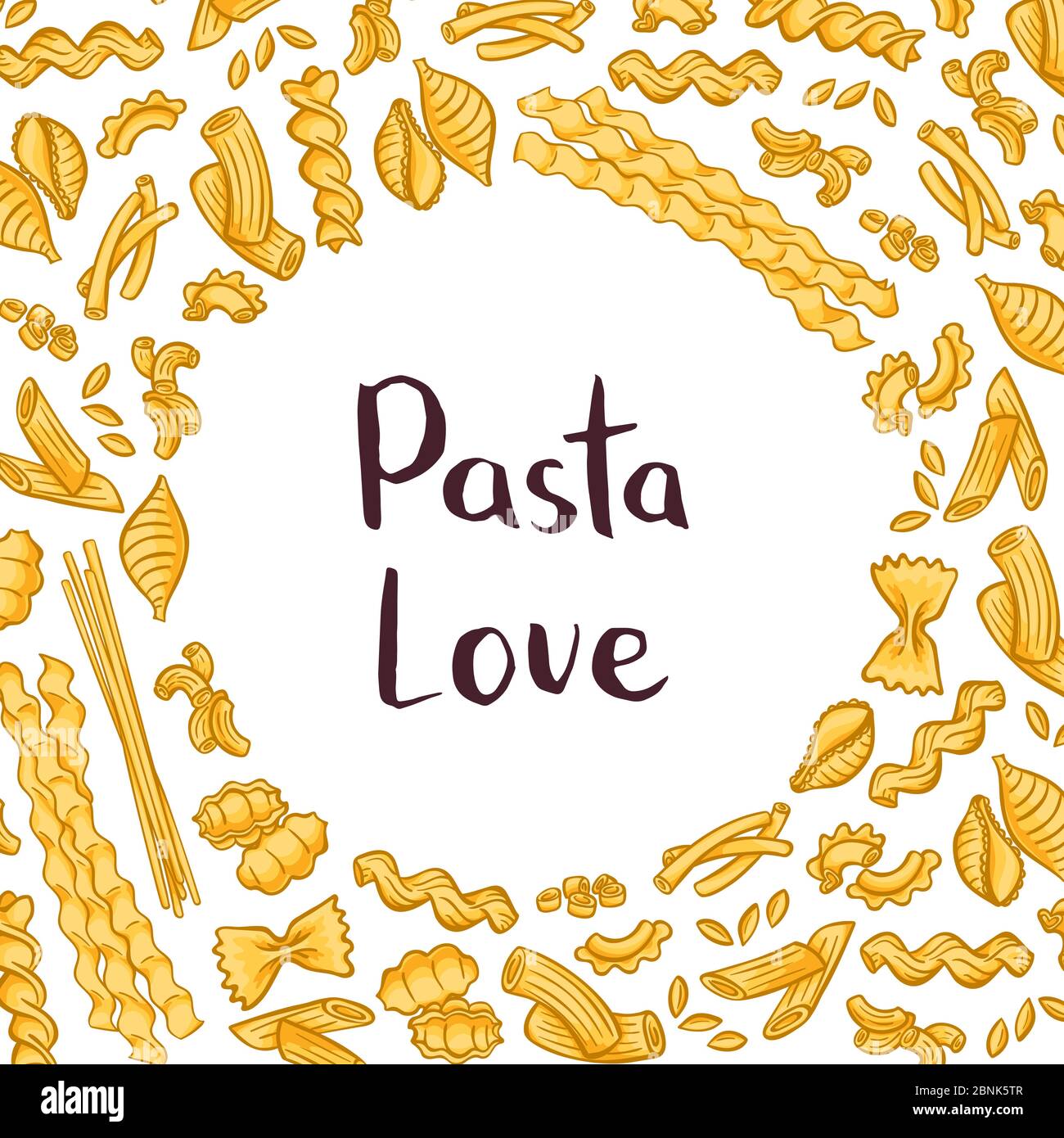 Vektor Pasta Elemente Hintergrund Illustration mit klarem Raum für Text in der Mitte Stock Vektor