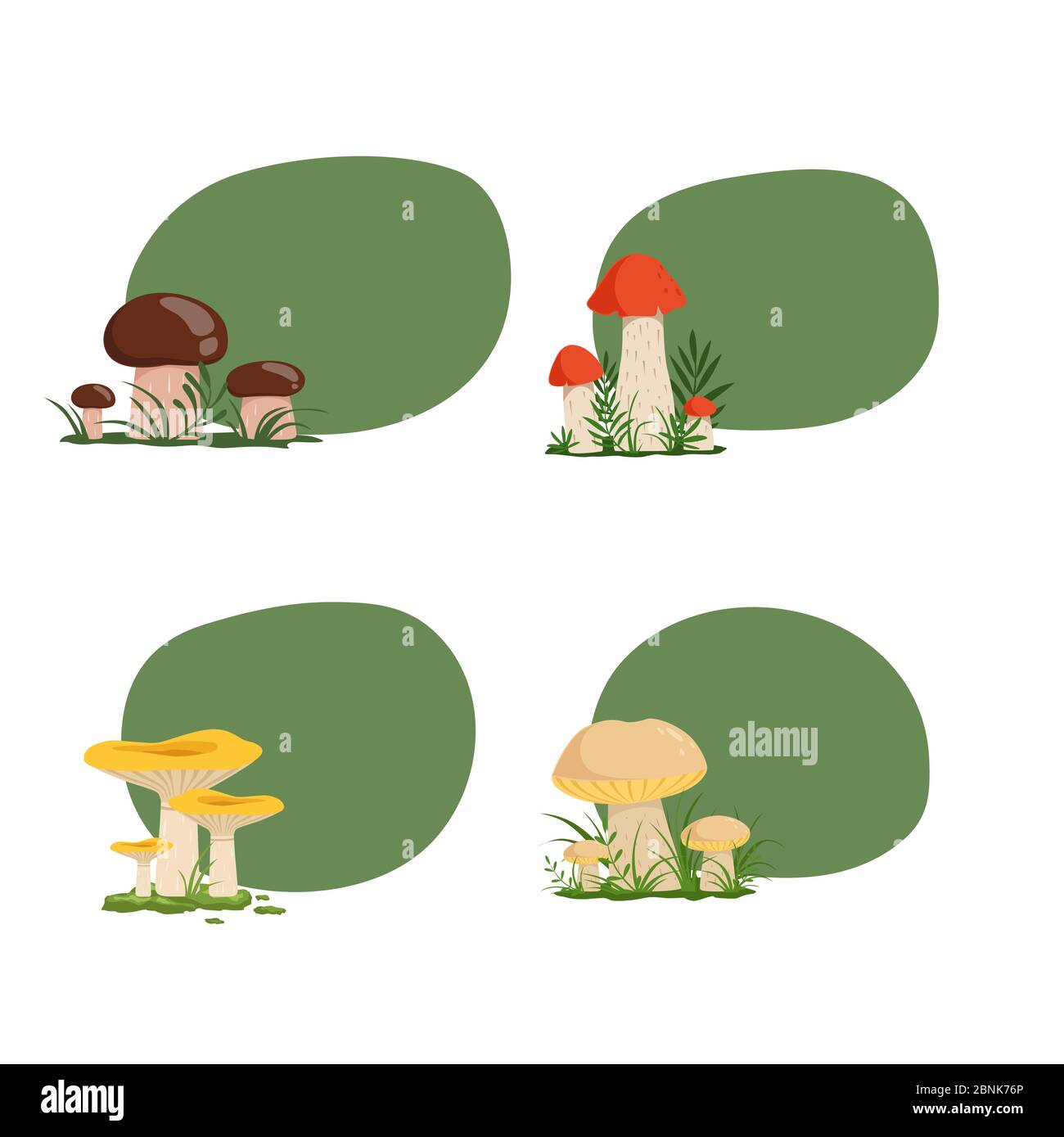 Vektor-Set von Sticker mit Cartoon-Pilze Stock Vektor