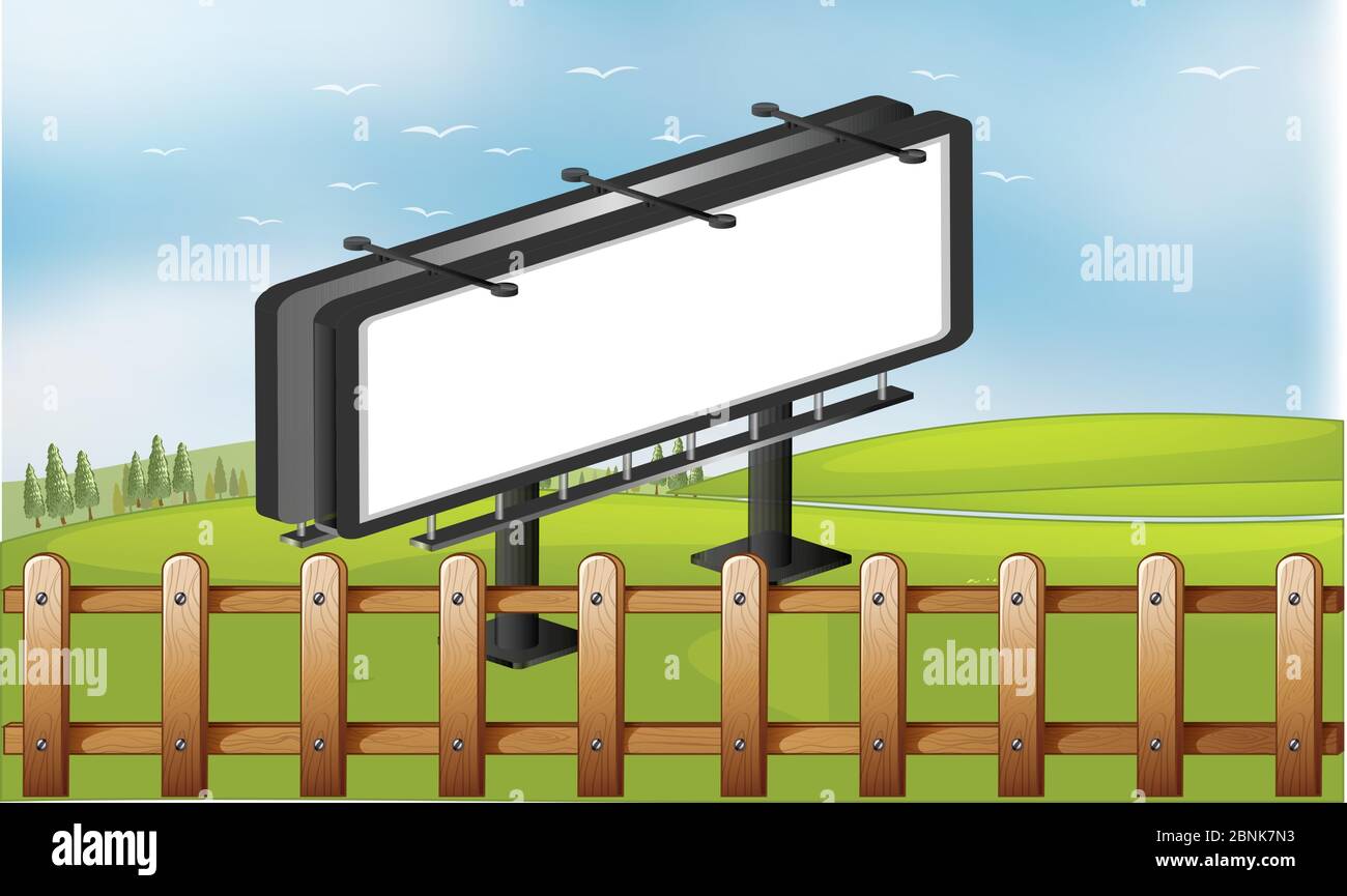 Mock-up-Illustration der Werbung auf der Tafel in einem Park Stock Vektor