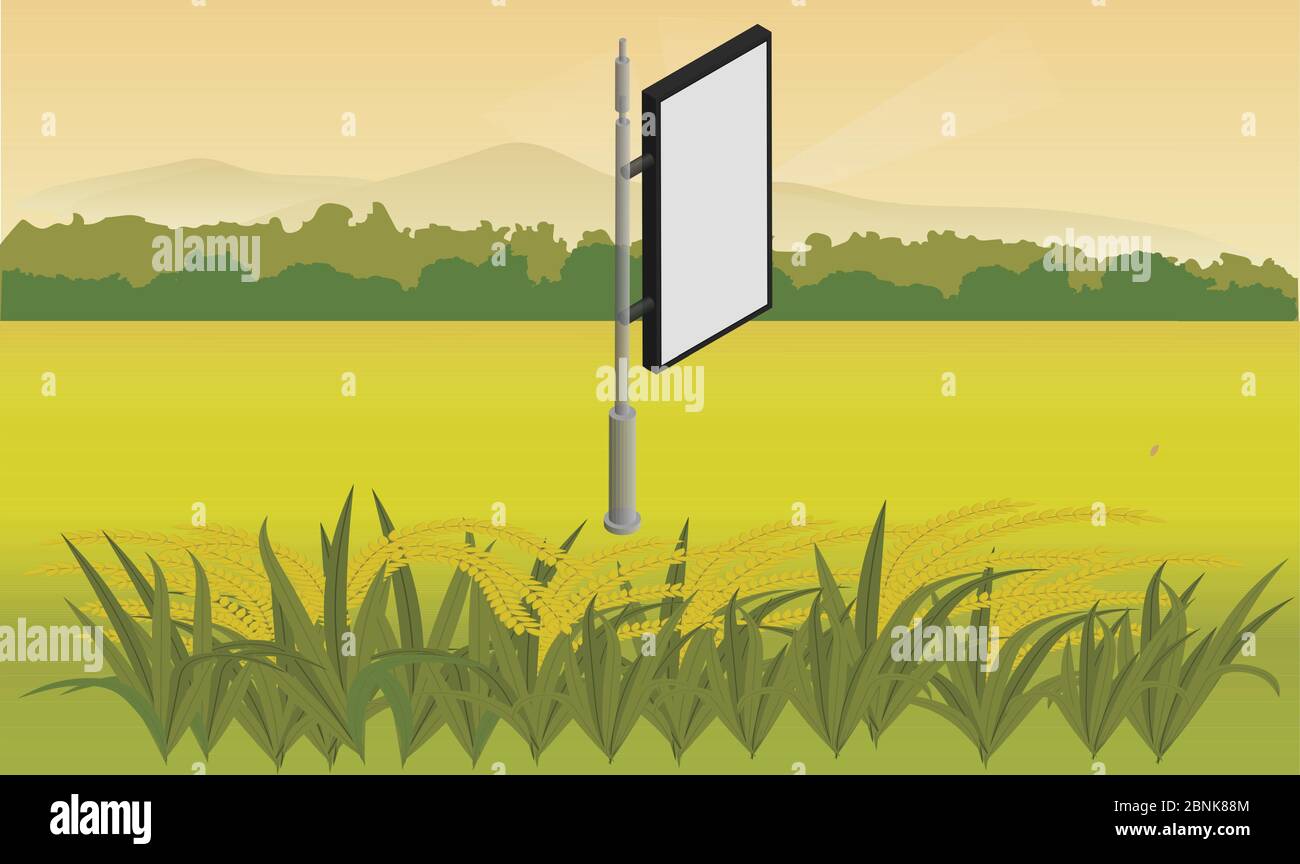 Mock-up-Illustration der Werbung auf einer Farm Stock Vektor