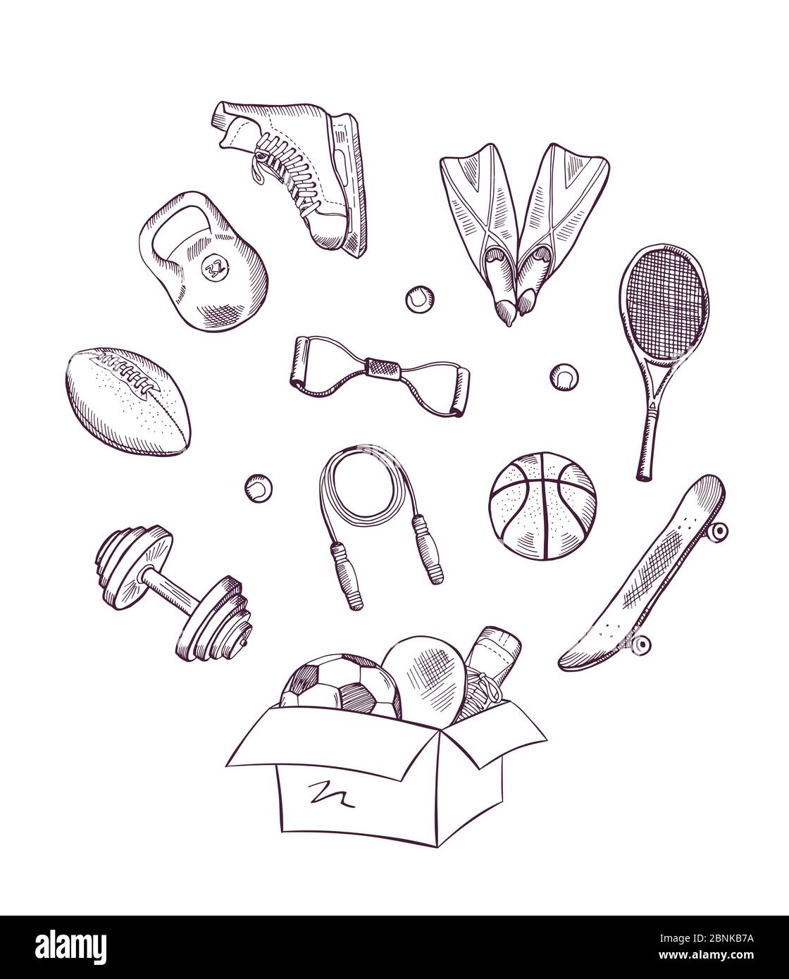Vektor handgezeichnete Sport in Box Illustration Stock Vektor