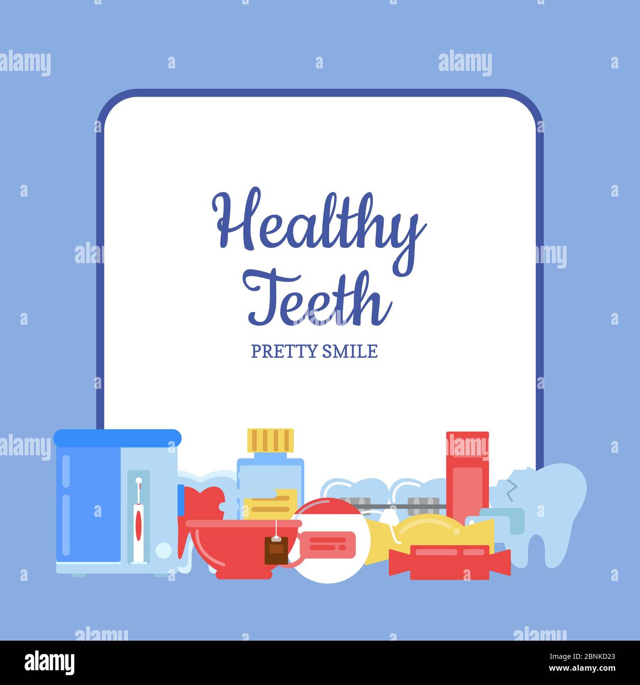 Vector flache Stil Zähne Hygiene Symbole Stock Vektor