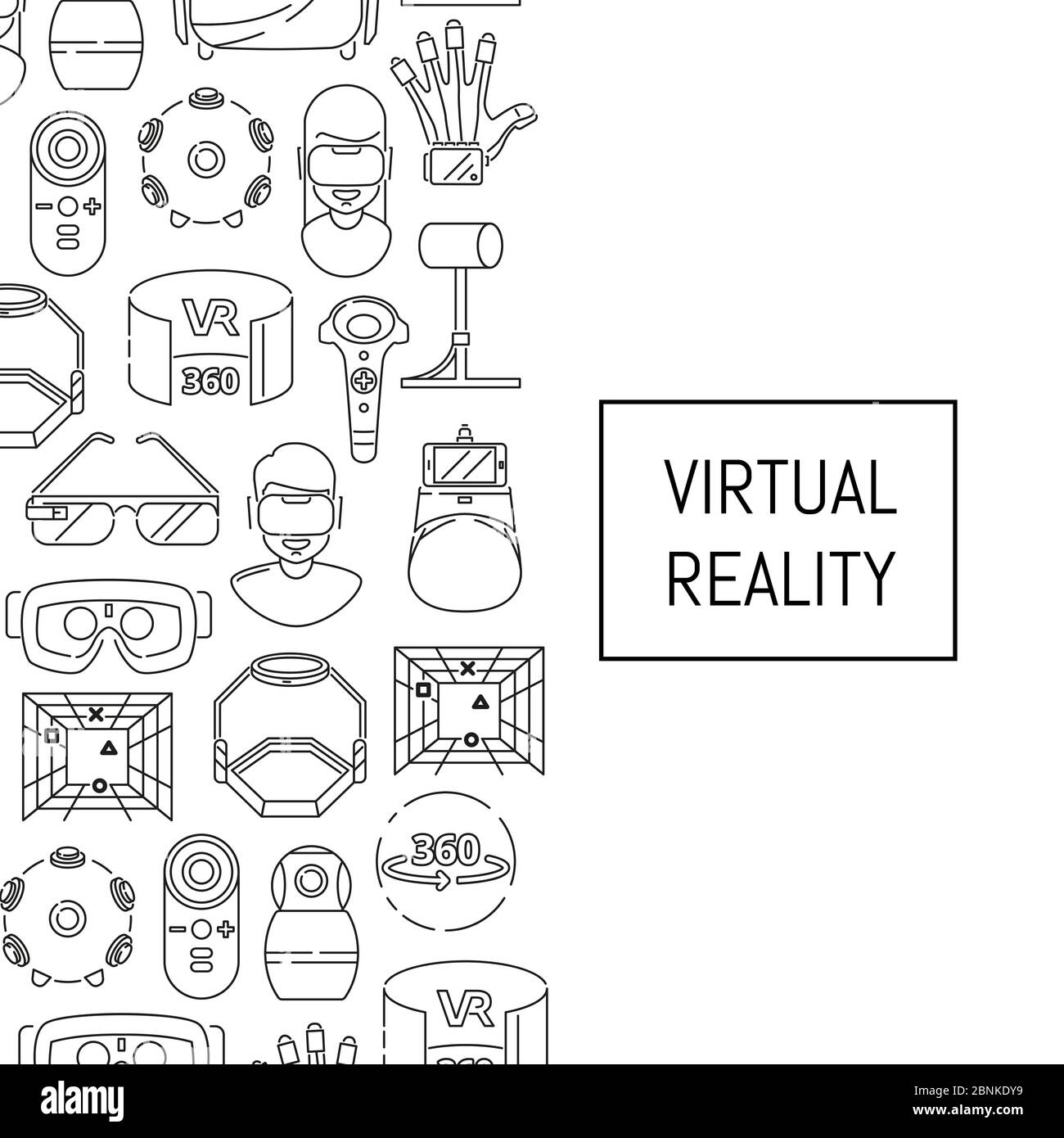 Vektor-Hintergrund mit linearen Stil Virtual Reality-Elemente und Platz für Text Stock Vektor