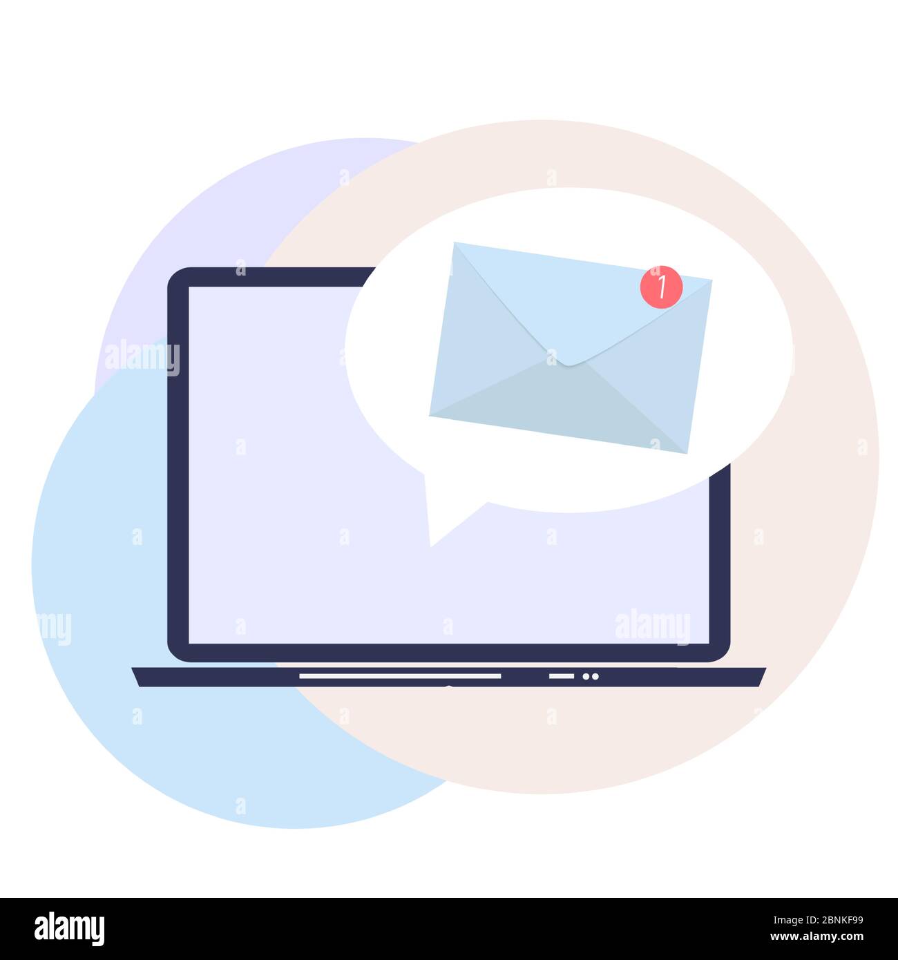 E-Mail Marketing Konzept flacher Hintergrund mit Laptop. Vektorgrafik Stock Vektor