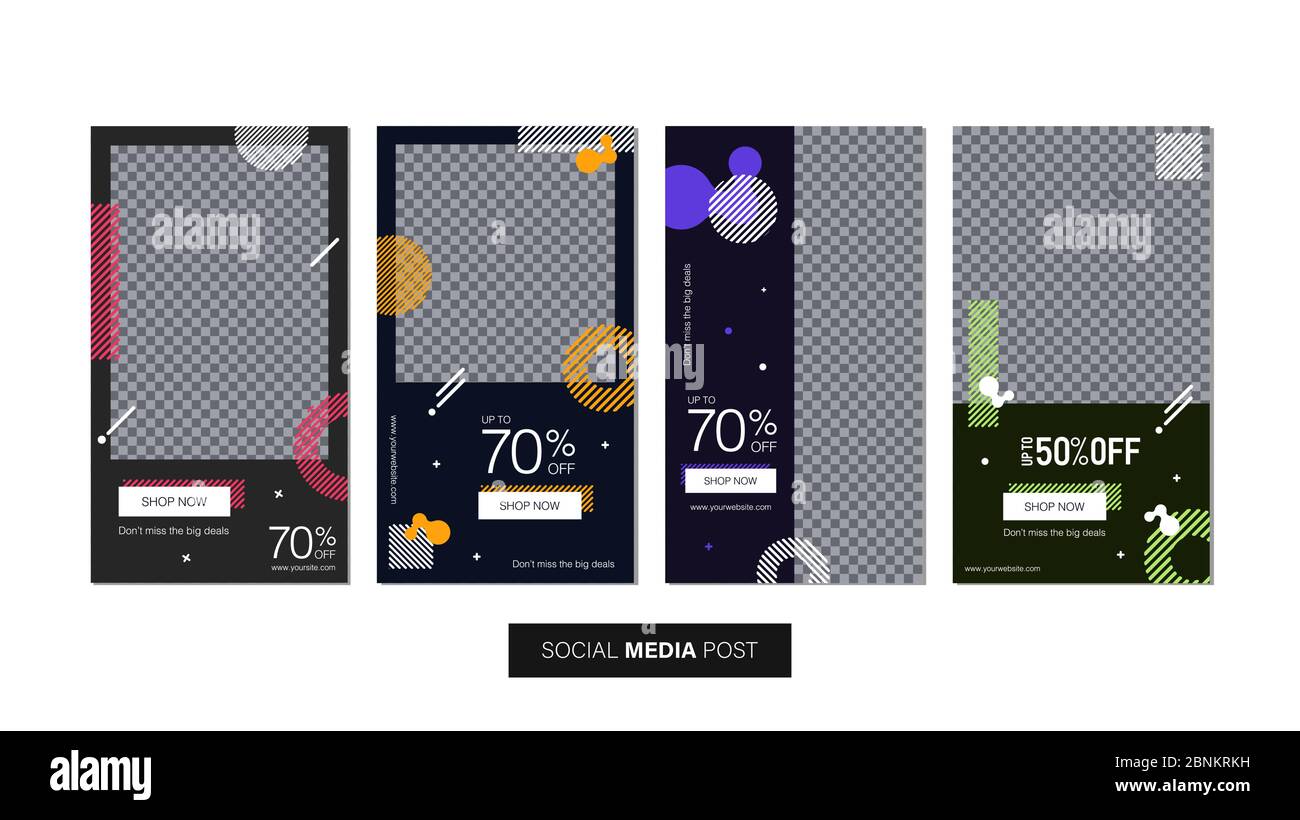 Set von abstrakten trendigen Verkauf Banner Vorlage. Mobile Banner für Social Media Post und Web/Internet-Anzeigen. Werbebanner Vorlage für Verkauf. Stock Vektor