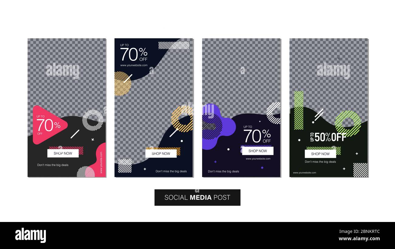 Set von abstrakten trendigen Verkauf Banner Vorlage. Mobile Banner für Social Media Post und Web/Internet-Anzeigen. Werbebanner Vorlage für Verkauf. Stock Vektor