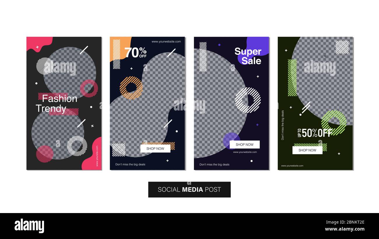 Set von abstrakten trendigen Verkauf Banner Vorlage. Mobile Banner für Social Media Post und Web/Internet-Anzeigen. Werbebanner Vorlage für Verkauf. Stock Vektor