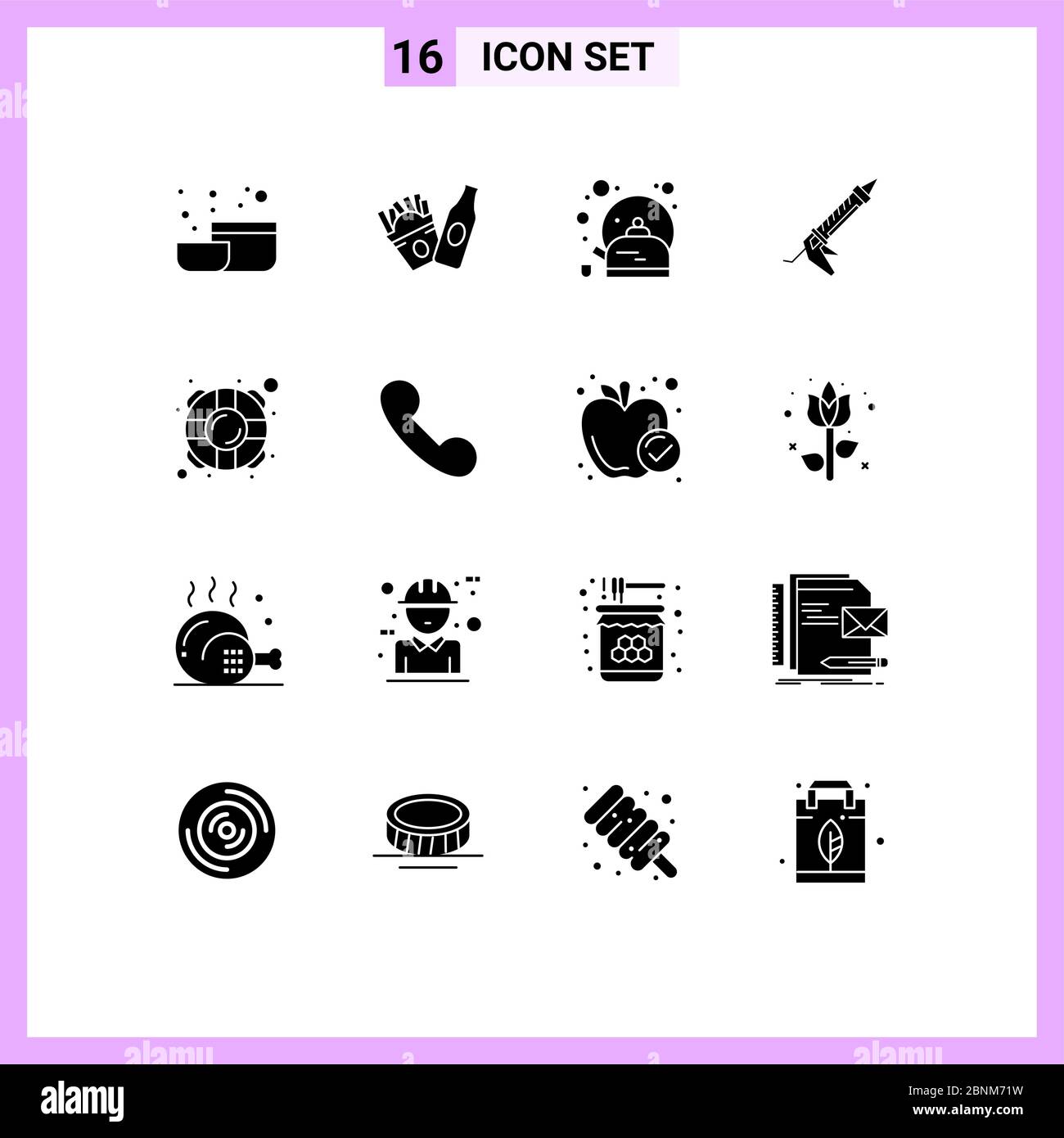 16 Kreative Symbole Moderne Zeichen und Symbole von Saver, Hilfe, Tee, Utensilien, Reparatur editierbar Vektor Design-Elemente Stock Vektor