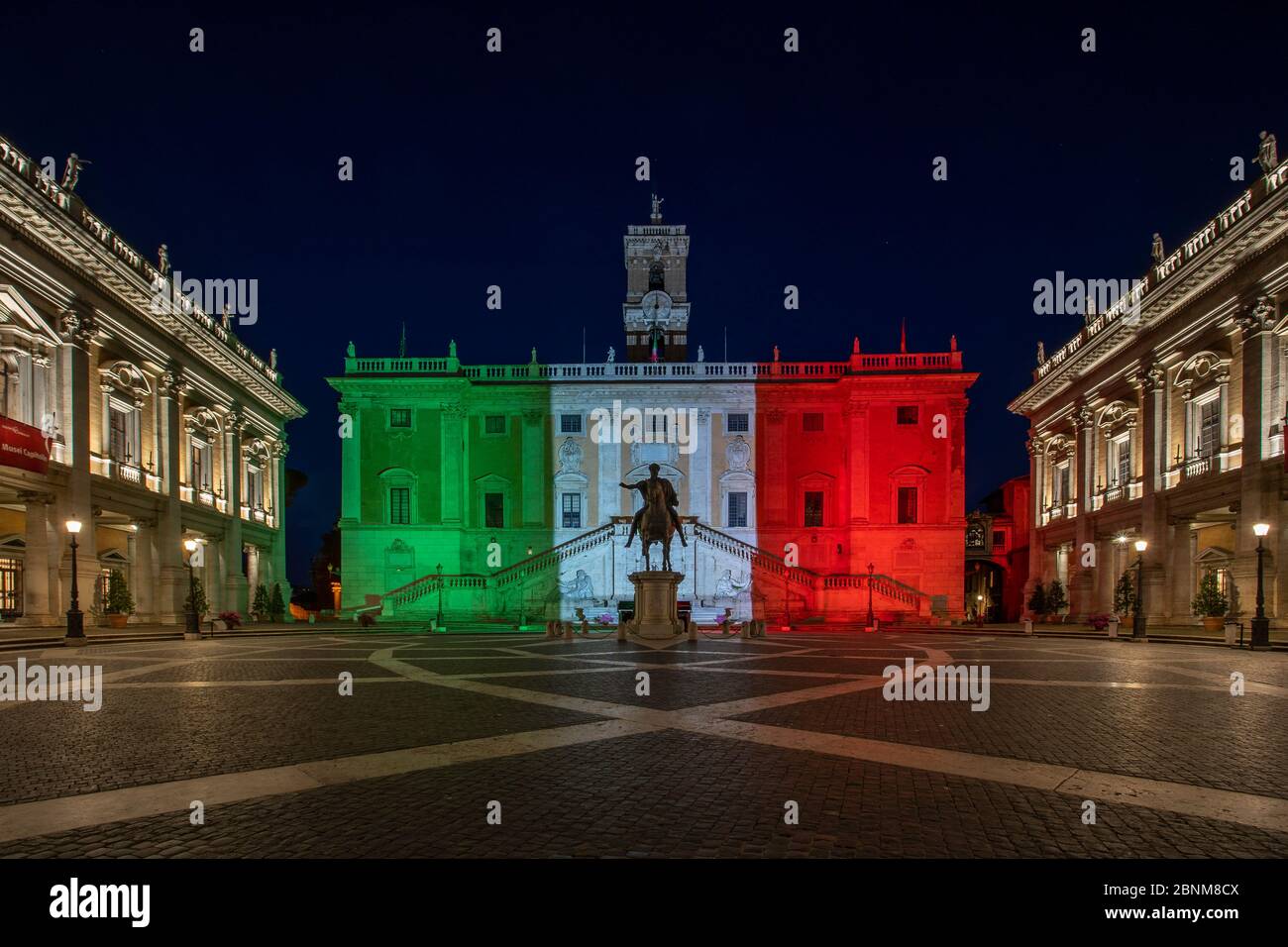 Piazza del Campidoglio bei Nacht Stockfoto