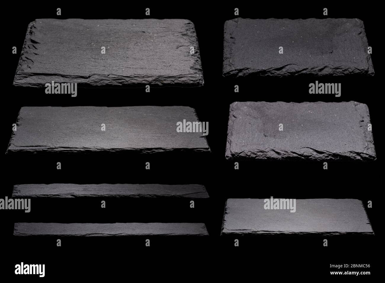 Schiefer, Schiefer Platten, Schiefer Platten auf schwarzem Hintergrund Stockfoto