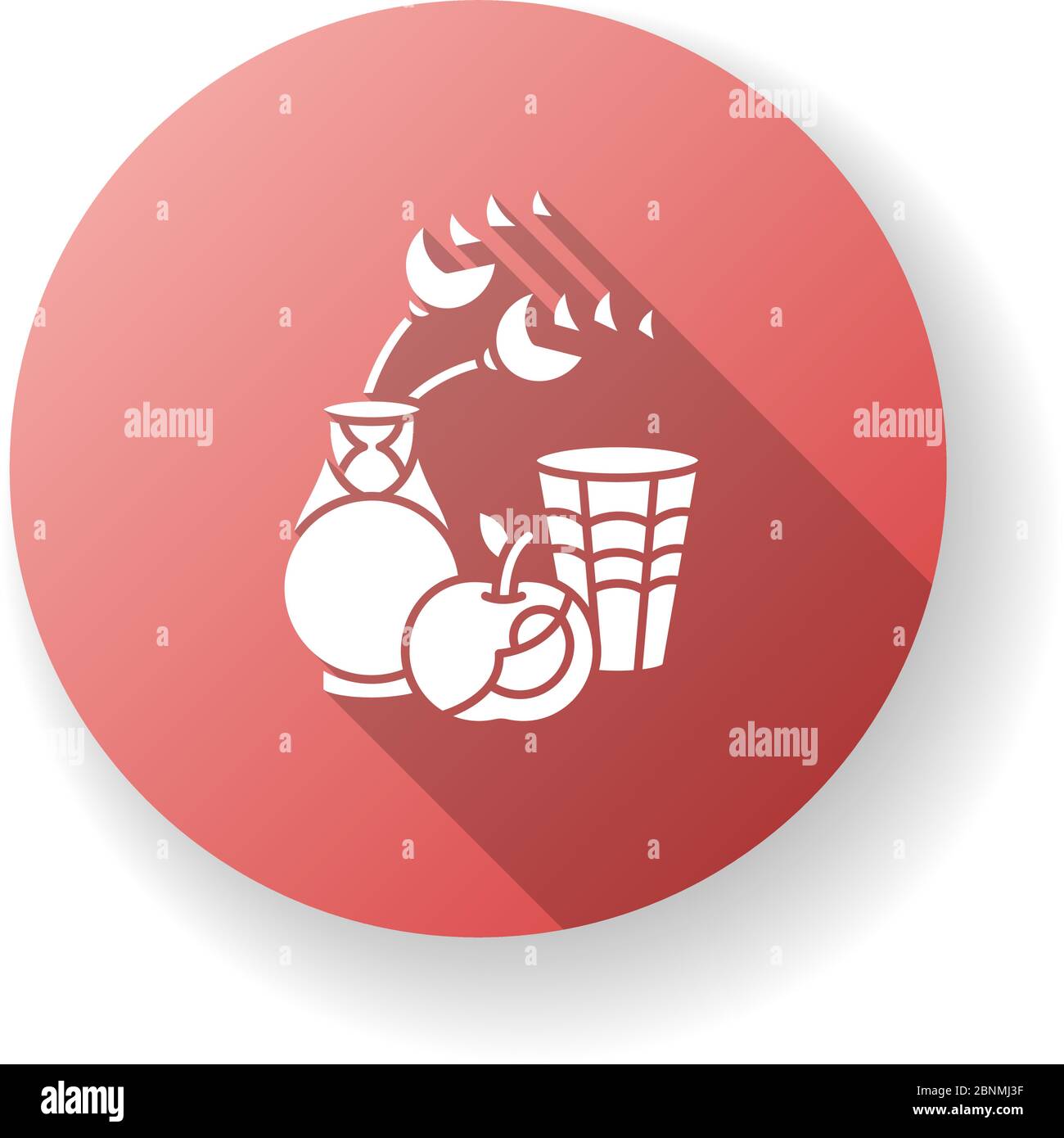 Futurismus rot flaches Design lange Schatten Glyphe Symbol. Abstrakte kulturelle Bewegung. Experimentelle italienische bildende Kunst des 20. Jahrhunderts. Stillleben Malerei. Silhouette RGB-Farbdarstellung Stock Vektor