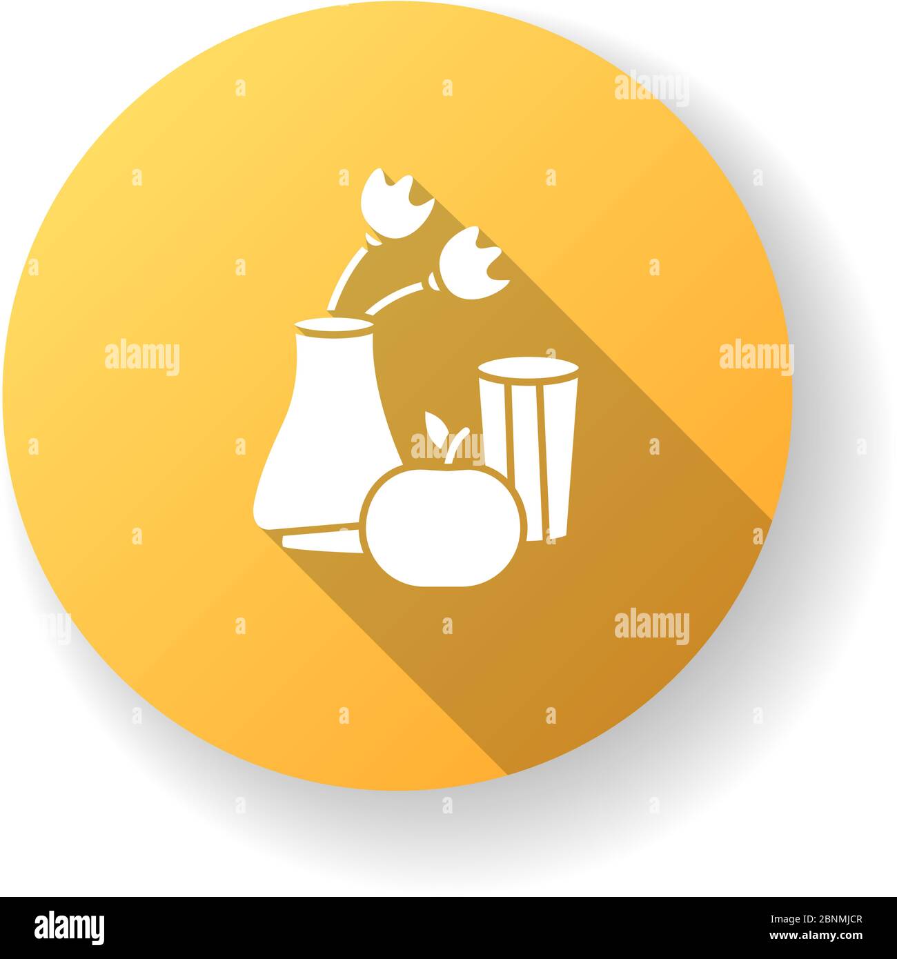 Primitivismus gelb flaches Design lange Schatten Glyphe Symbol. Vase und Obstmalerei im minimalistischen Stil. Westliche moderne kulturelle Bewegung. Stillleben. Silhouette RGB-Farbdarstellung Stock Vektor