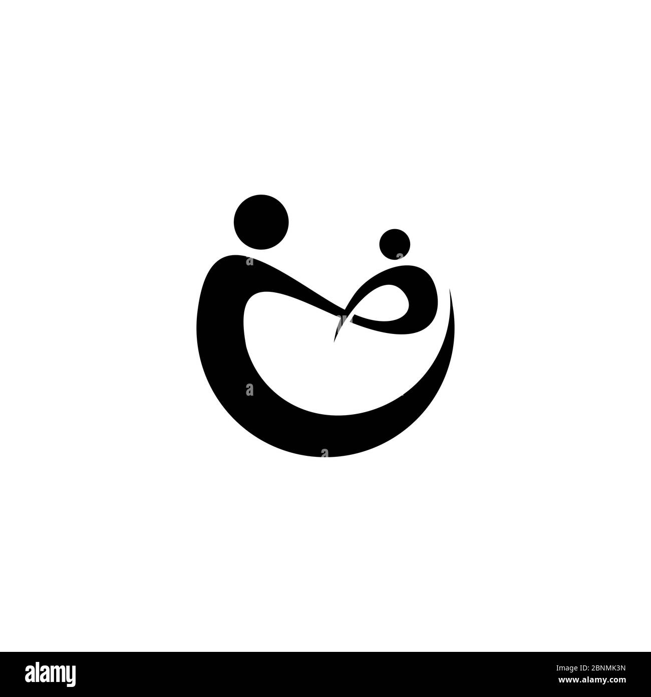 Social Care Logo, Person helfend Kind Design Konzept, eine Illustration des Waisenhaus Logo, isoliert auf weißem Hintergrund. Stock Vektor
