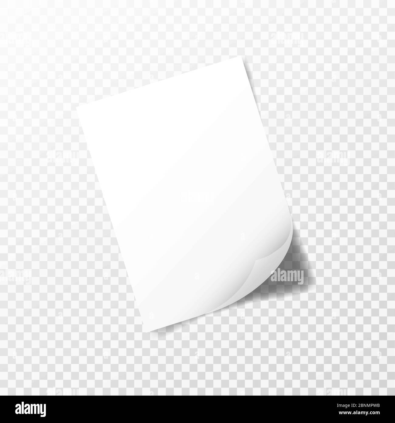 Vektor A4 Papier mit Schatten auf transparentem Hintergrund. Illustration, Vektor Stockfoto