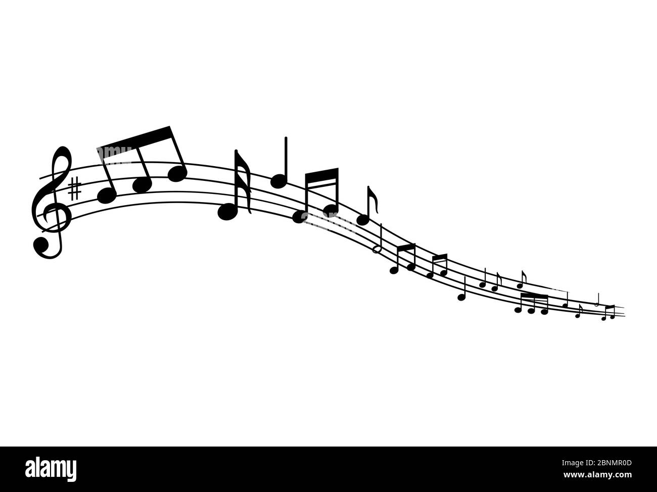 Musikalische Note. Notenset Treble Notenschlüssel Musiker Konzept Vektor isoliert auf transparentem Hintergrund. Illustration von Musik-Sound Stockfoto