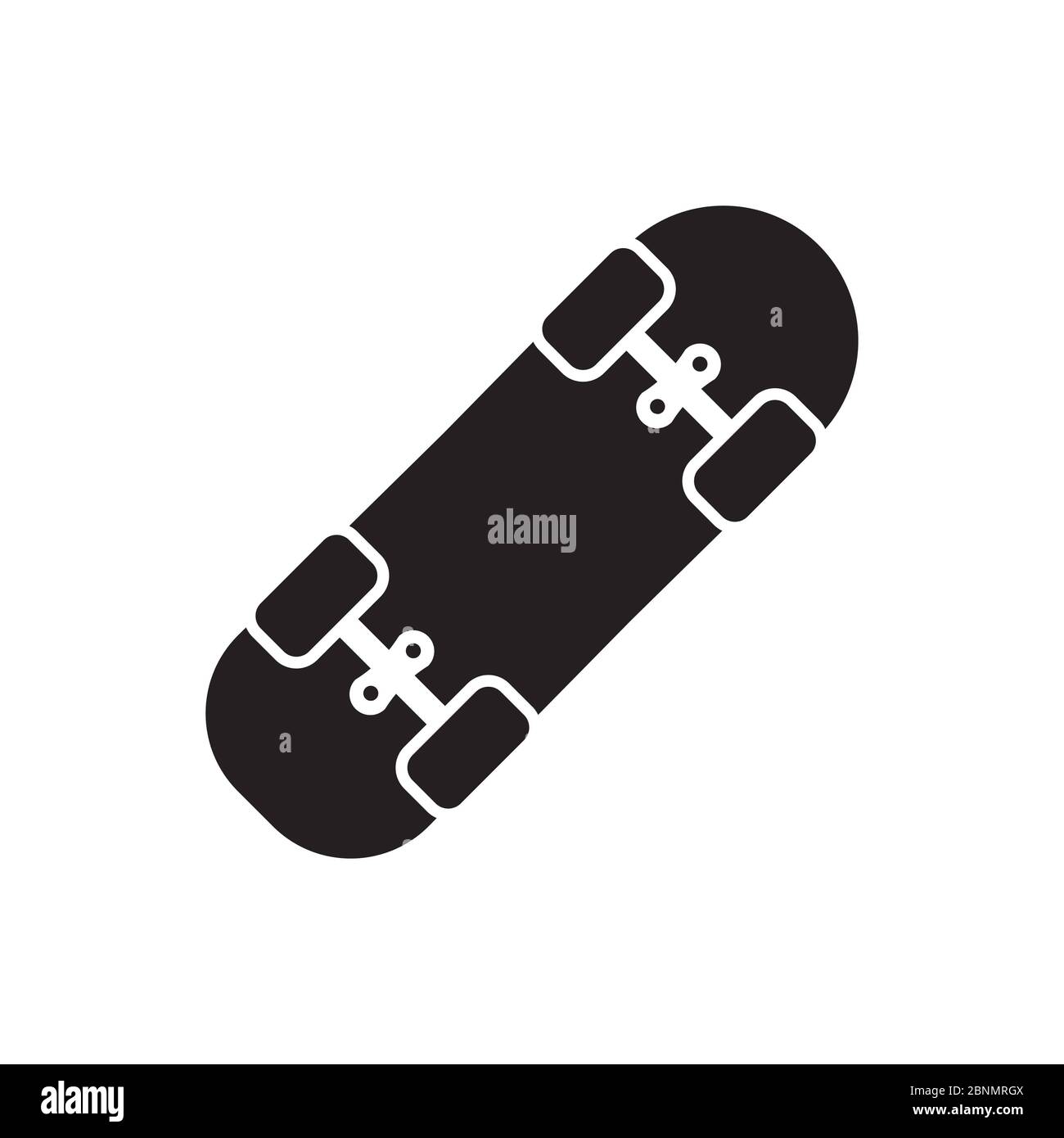 Skateboard massiv schwarz Symbol. Glyphe Symbol der Freizeit und Spaß Sport. Sportausrüstung flache Vektor-Illustration. Stockfoto