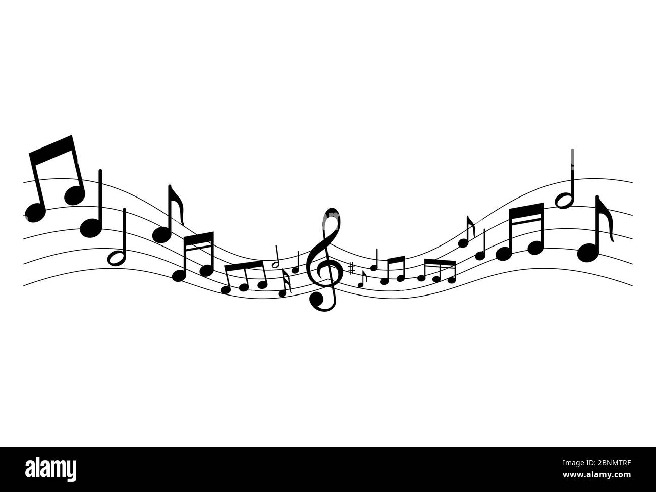 Symbol für Musiknotizen. Notengrafik auf weißem Hintergrund isoliert. Symbol für die Musikmelodie. Vektorgrafik Stockfoto