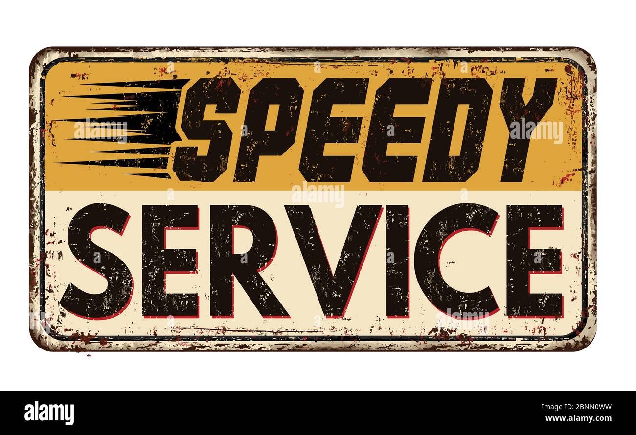 Speedy Service vintage rostigen Metall Zeichen auf einem weißen Hintergrund, Vektor-Illustration Stock Vektor