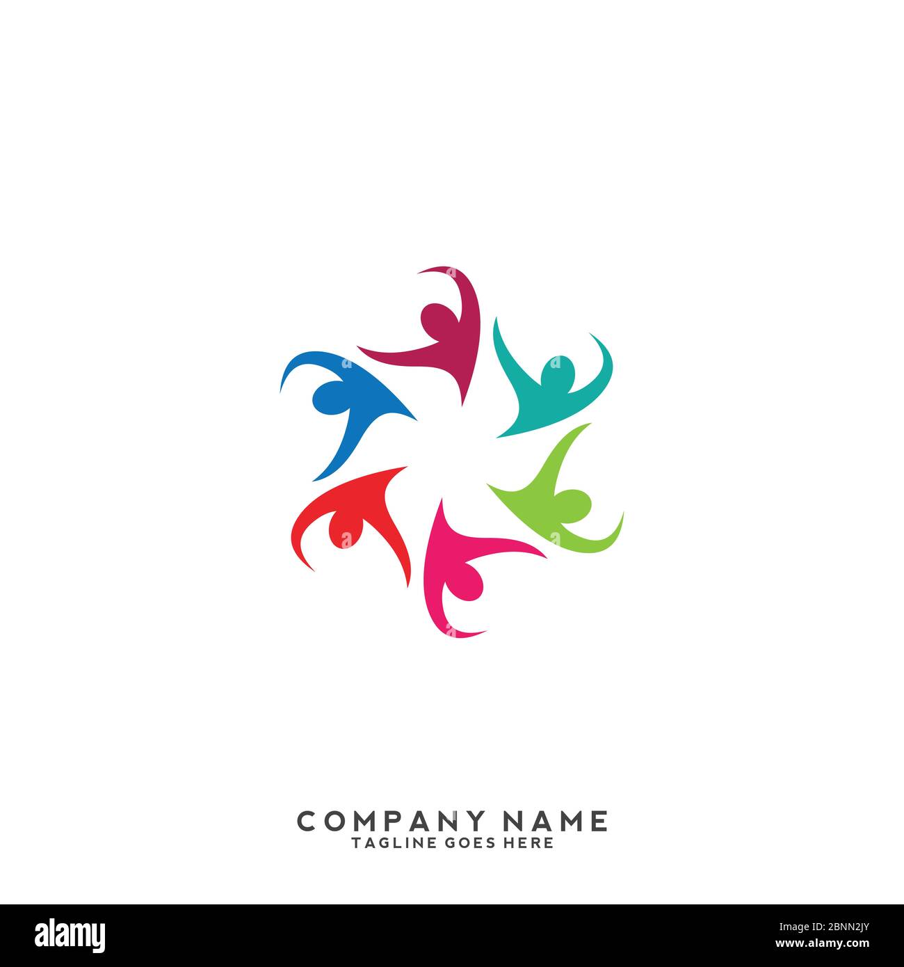 Menschen, Gemeinschaft, kreative Drehscheibe, Social-Connection-Symbole und Logo Stock Vektor