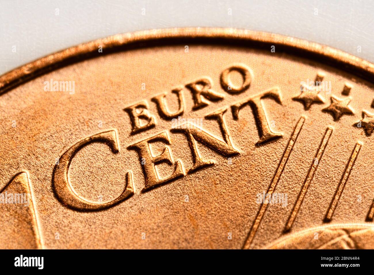 Nahaufnahme einer 1-Cent-Münze, symbolisches Foto zur geplanten Abschaffung von 1- und 2-Cent-Münzen Stockfoto