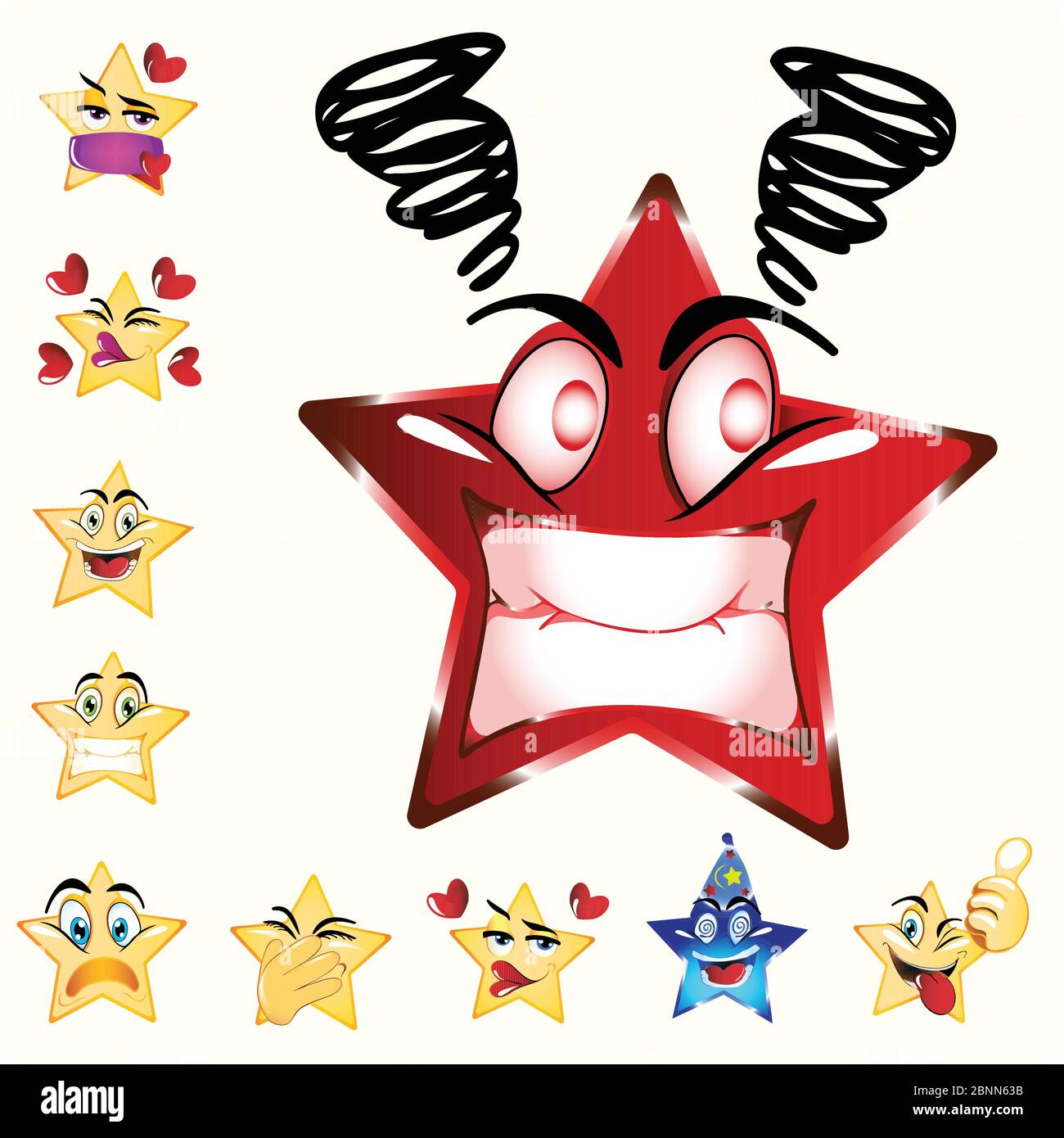 Illustration von wütend Stern Emoji. Rote Kombinationsfarbe. Symbol Für Den Vektor. Heller Hintergrund. Stock Vektor