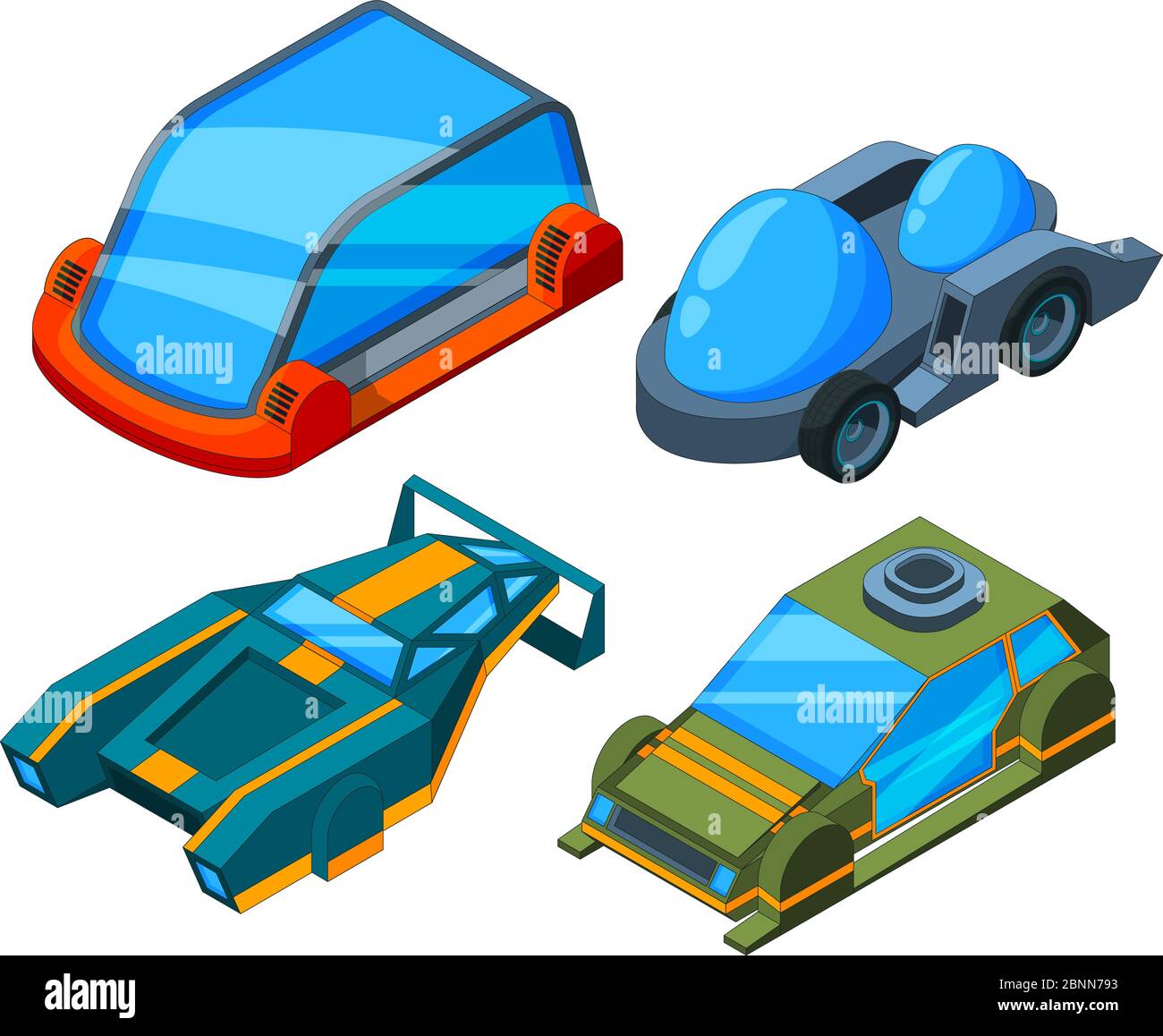 Futuristische isometrische Autos. Vektor 3d Low Poly futuristische Autos Stock Vektor