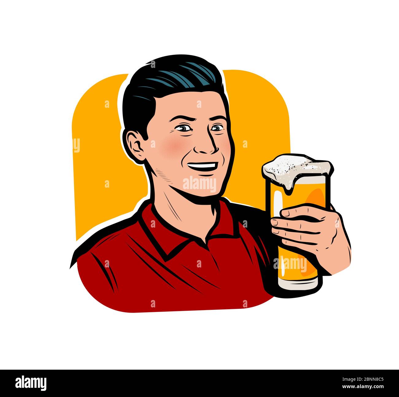 Mann mit Bierkrug. Retro Comic Pop Art Vektor-Illustration Stock Vektor