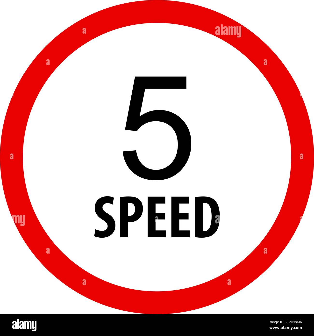 Geschwindigkeitsbegrenzung 5 Verkehrszeichen Vektor Verkehrssymbol. Roter Kreis Hintergrund. Stock Vektor