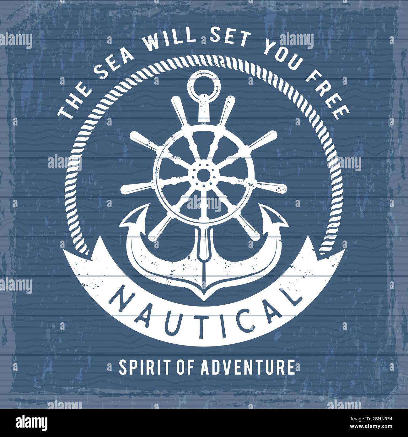 Poster für nautische Anker. Marine-Symbole am Boot oder Schiff für retro-Segler Plakat. Vintage Meer Piraten Vektor Hintergrund Stock Vektor