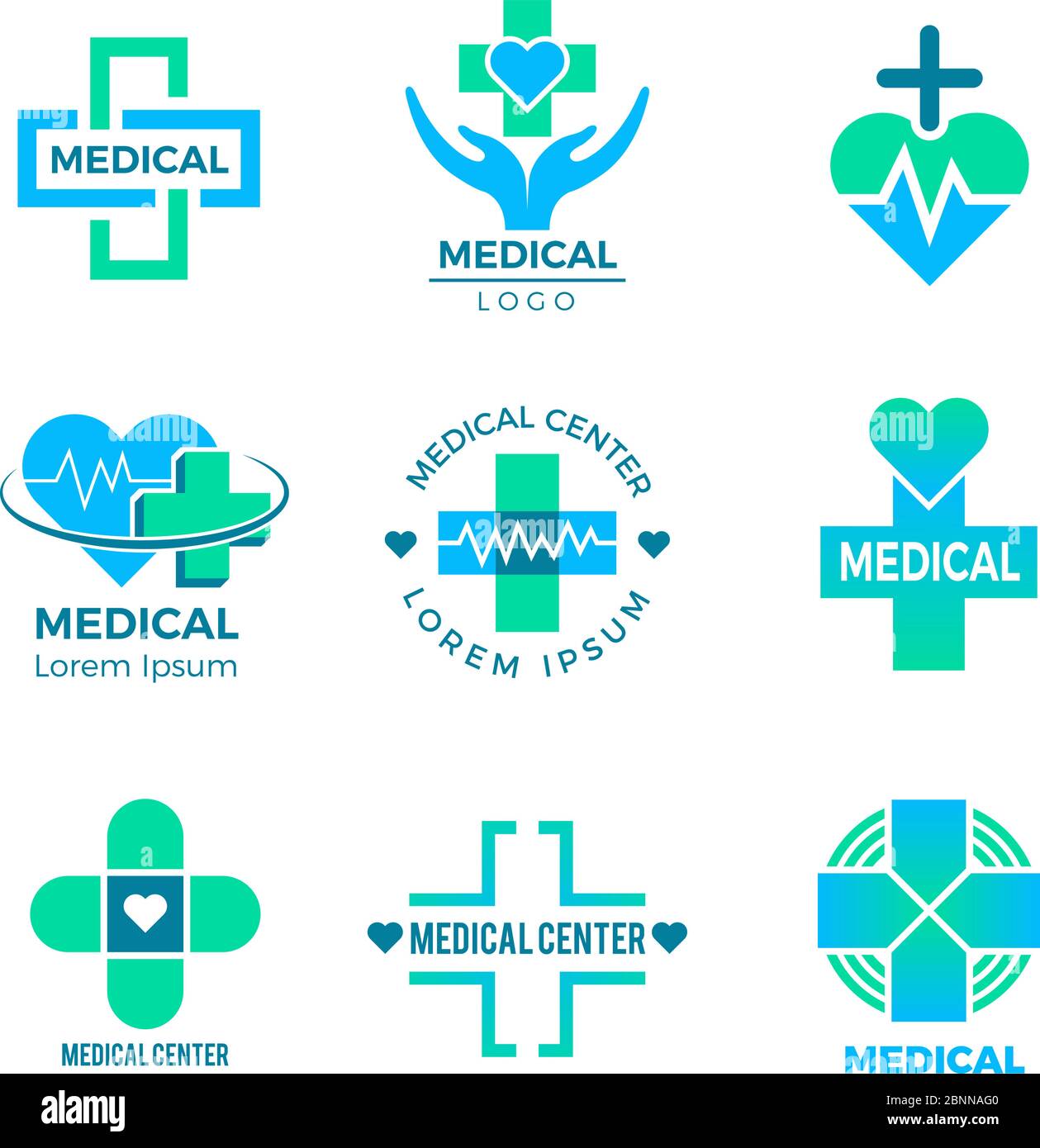 Gesundheitssymbole. Medizinische Zeichen für Logo Klinik Healthcare Design Kreuz plus Vektorbilder isoliert Stock Vektor